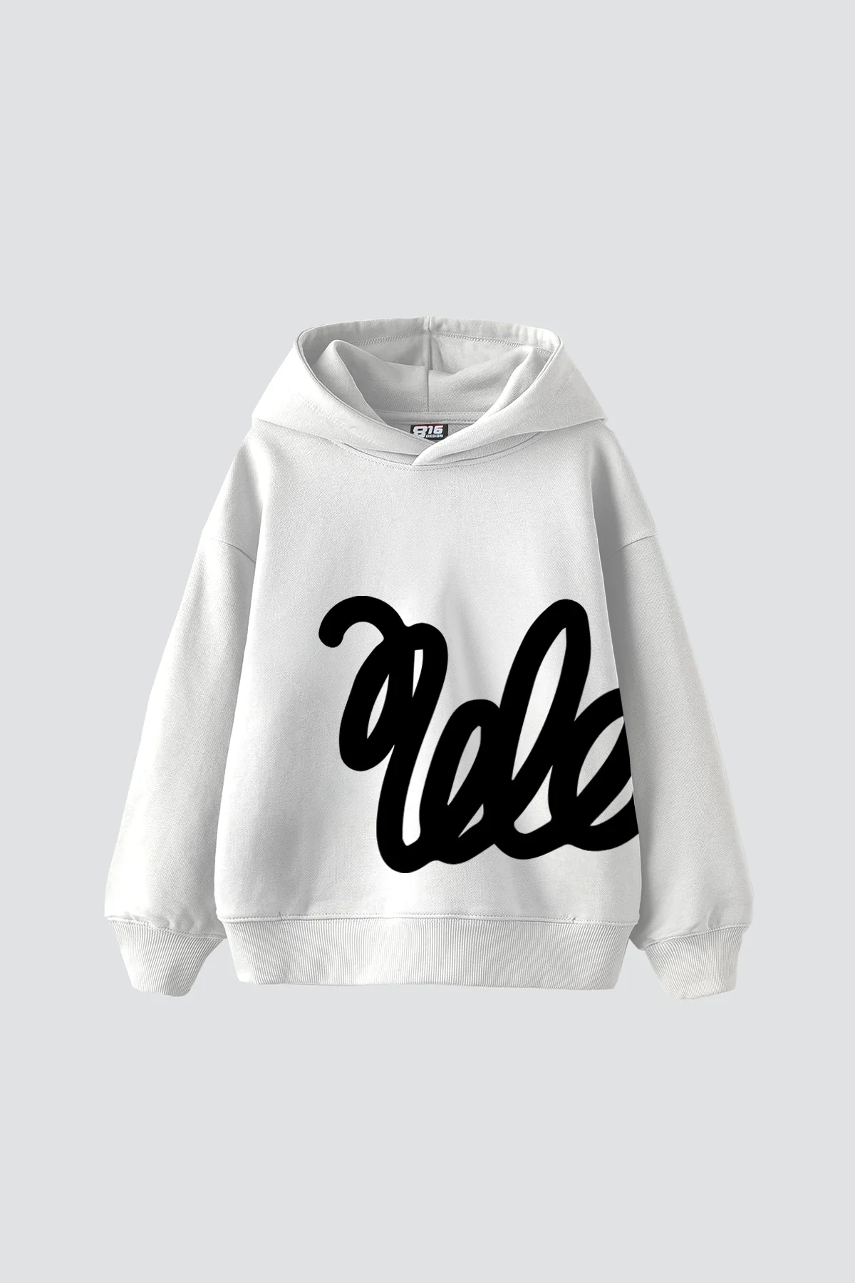 Soft Flow Baskılı Oversize Unisex Beyaz Hoodie