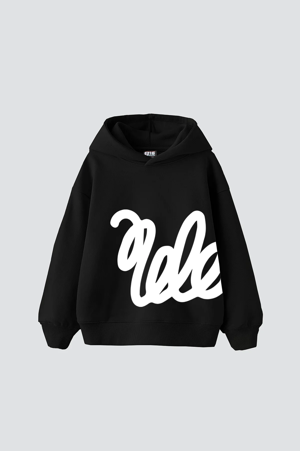 Soft Flow Baskılı Oversize Unisex Siyah Hoodie