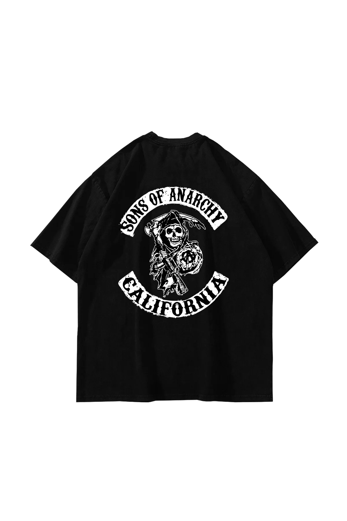 Sons Of Anarchy Baskılı Oversize Unisex Siyah Tshirt