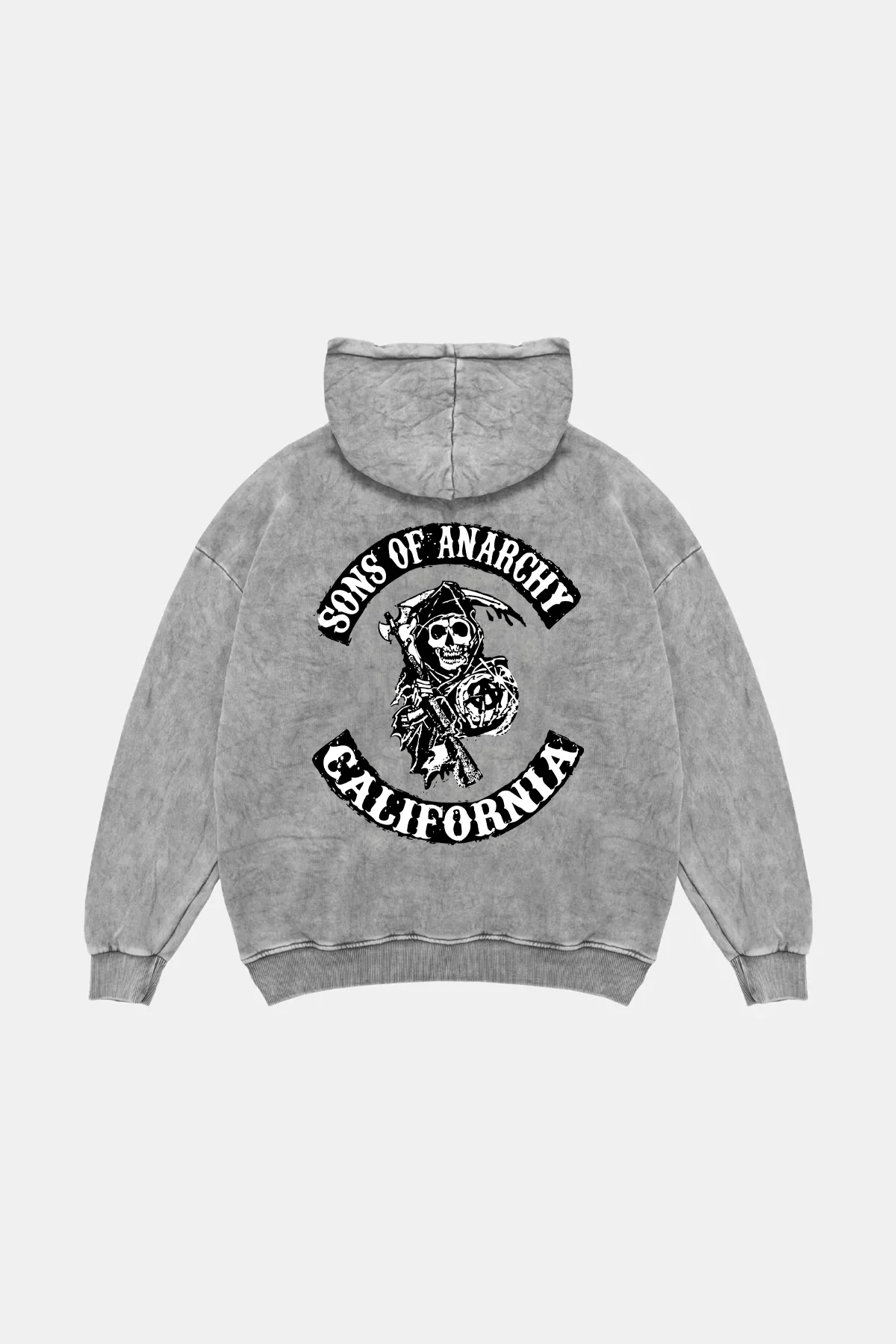 Sons Of Anarchy Baskılı Oversize Unisex Yıkamalı Beyaz Hoodie