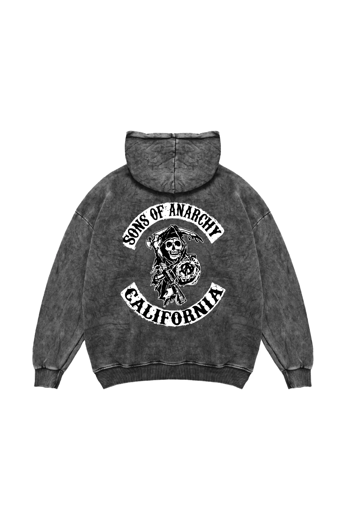 Sons Of Anarchy Baskılı Oversize Unisex Yıkamalı Siyah Hoodie