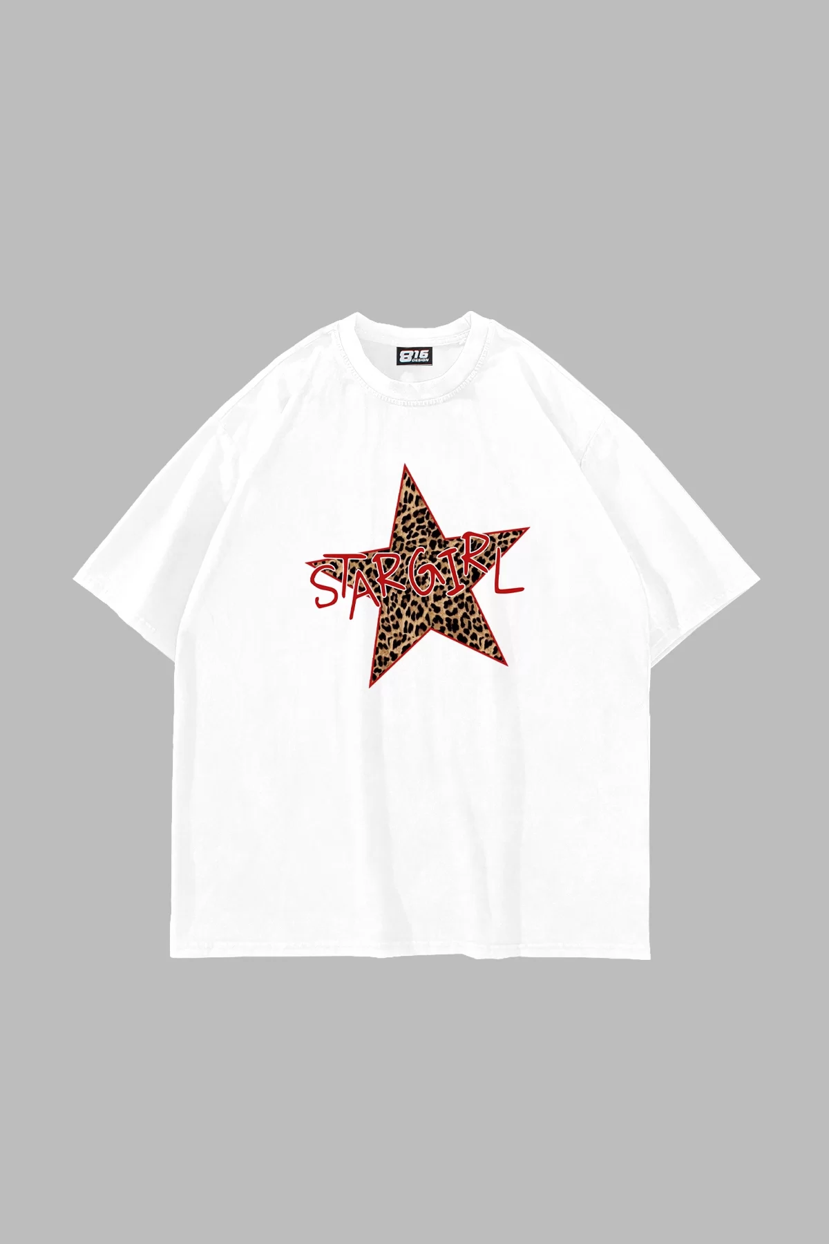 Star Girl Baskılı Oversize Unisex Beyaz Tshirt