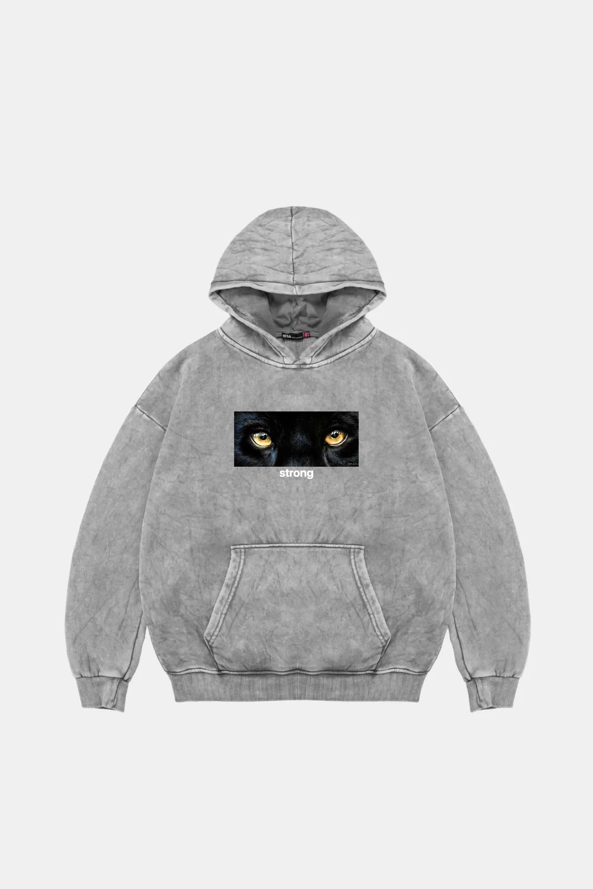 Strong Baskılı Oversize Unisex Premium Yıkamalı Beyaz Hoodie