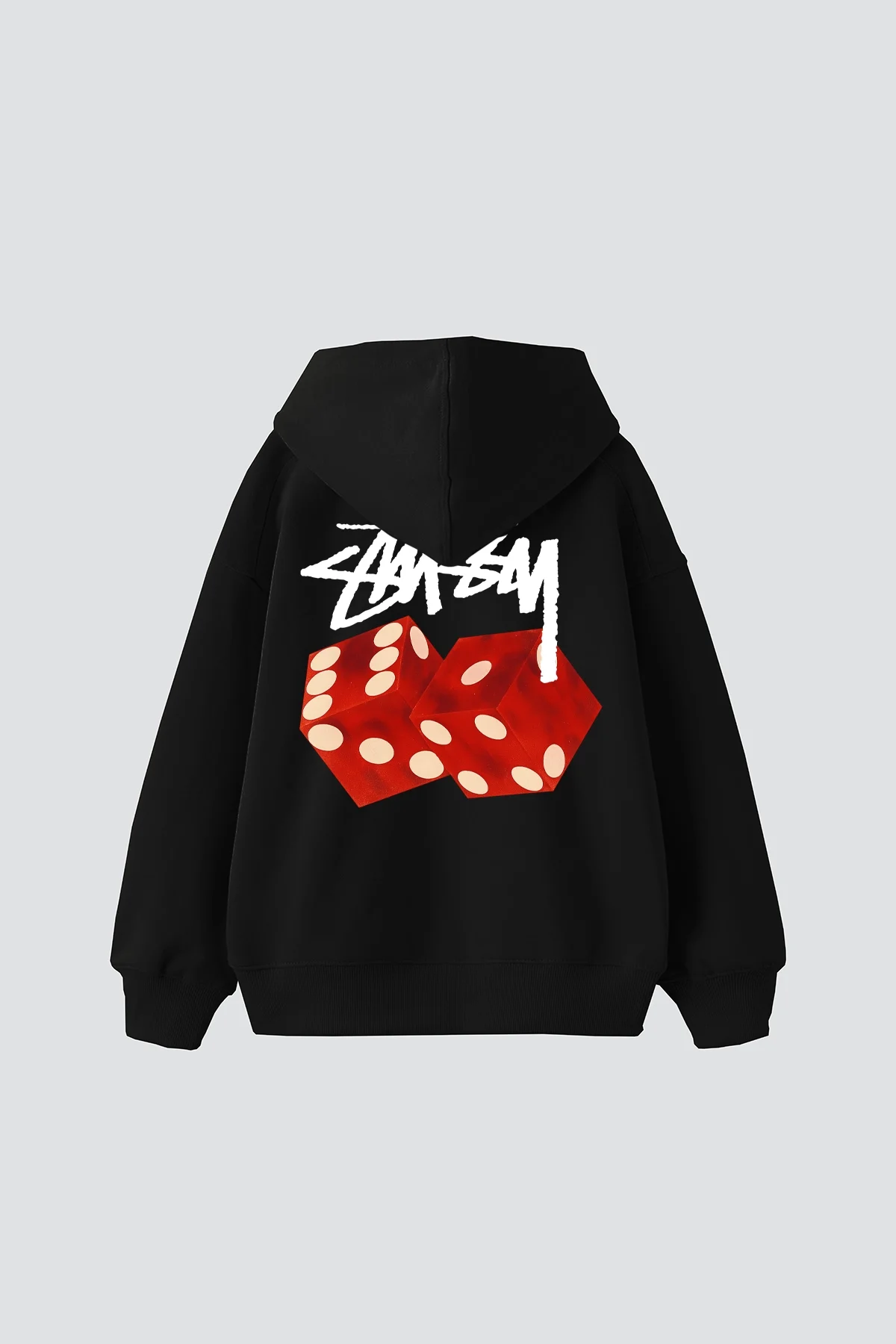 Sts Red Dıce Baskılı Oversize Unisex Siyah Hoodie