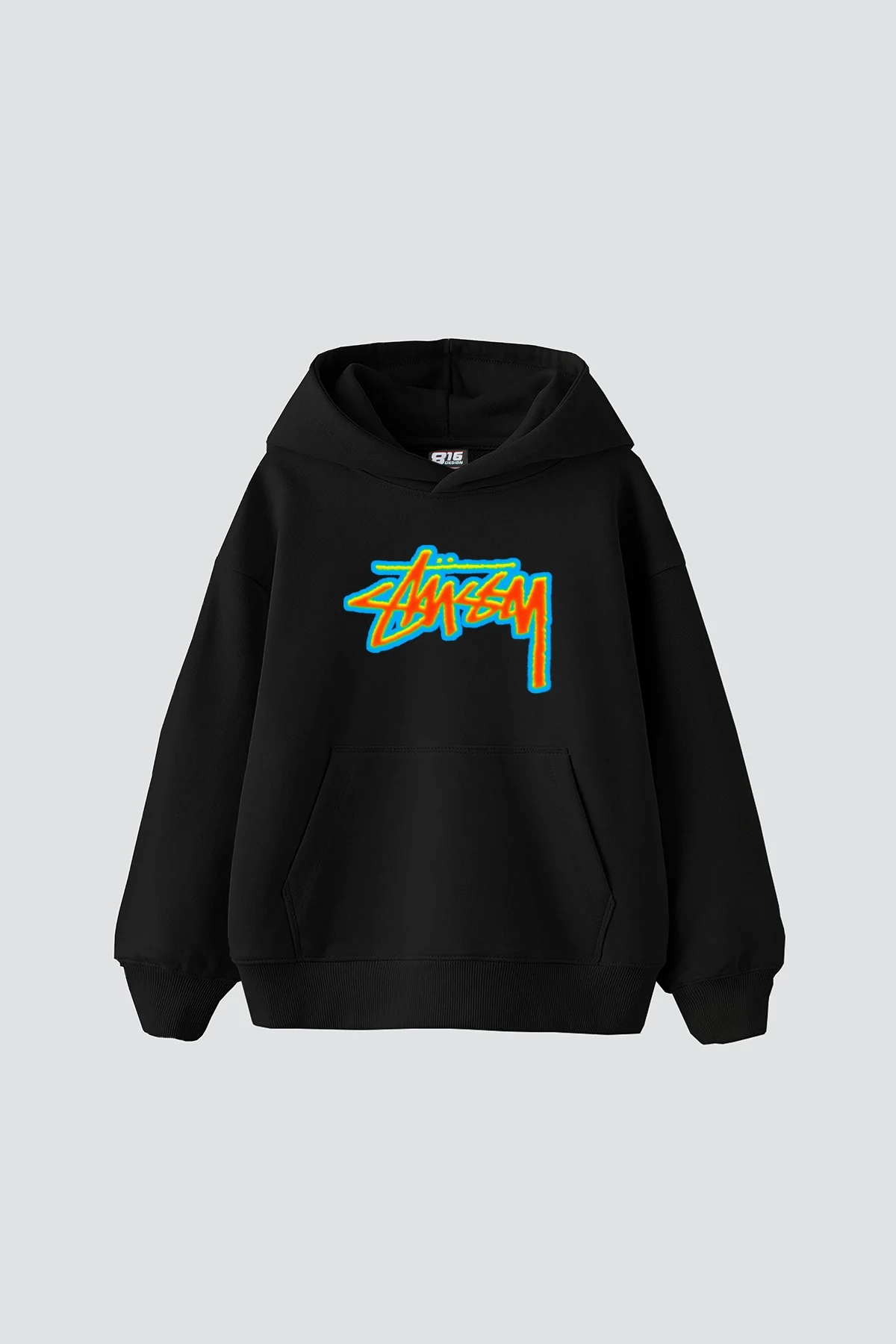 Sts Thermal Baskılı Oversize Unisex Siyah Hoodie