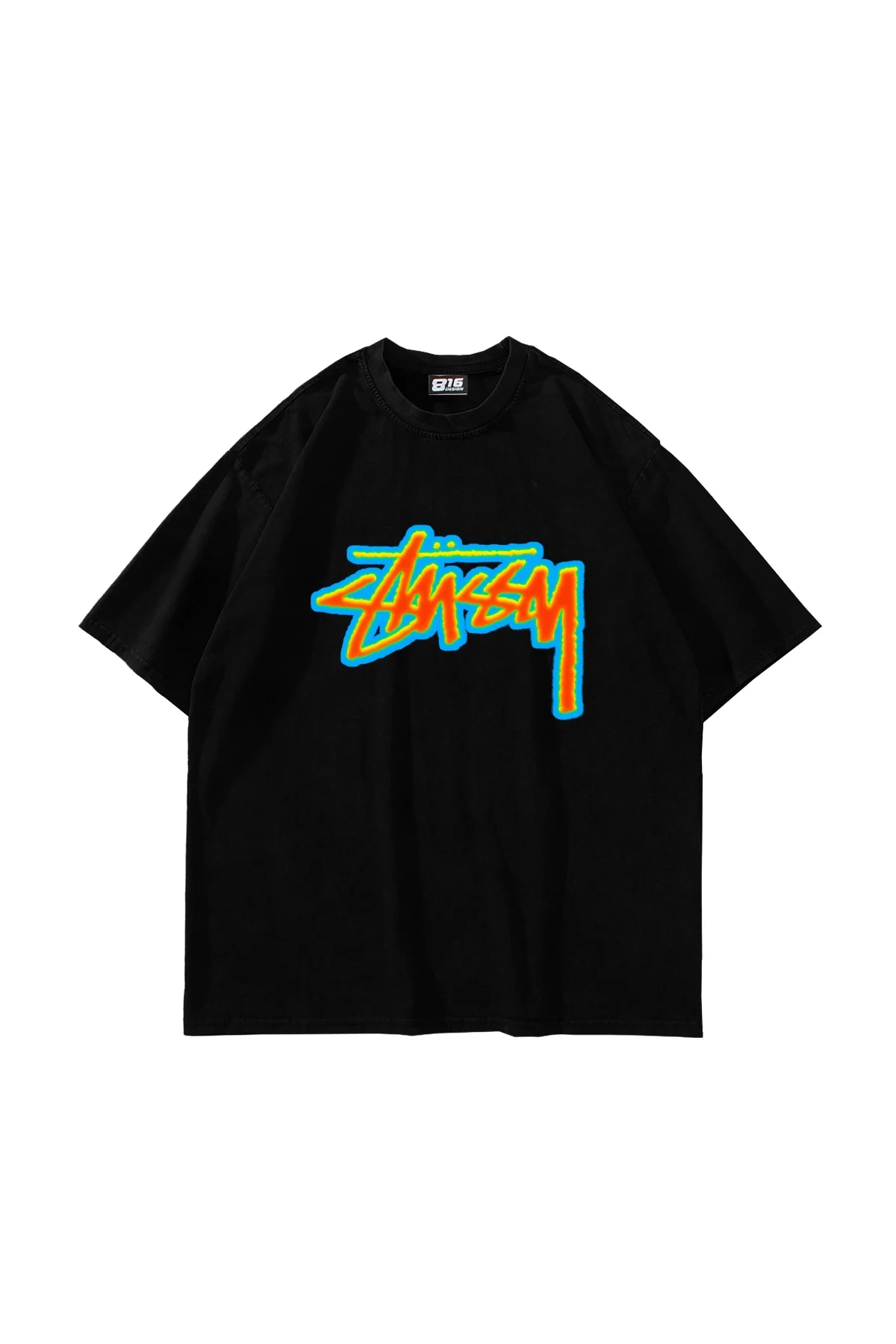 Sts Thermal Baskılı Oversize Unisex Siyah Tshirt