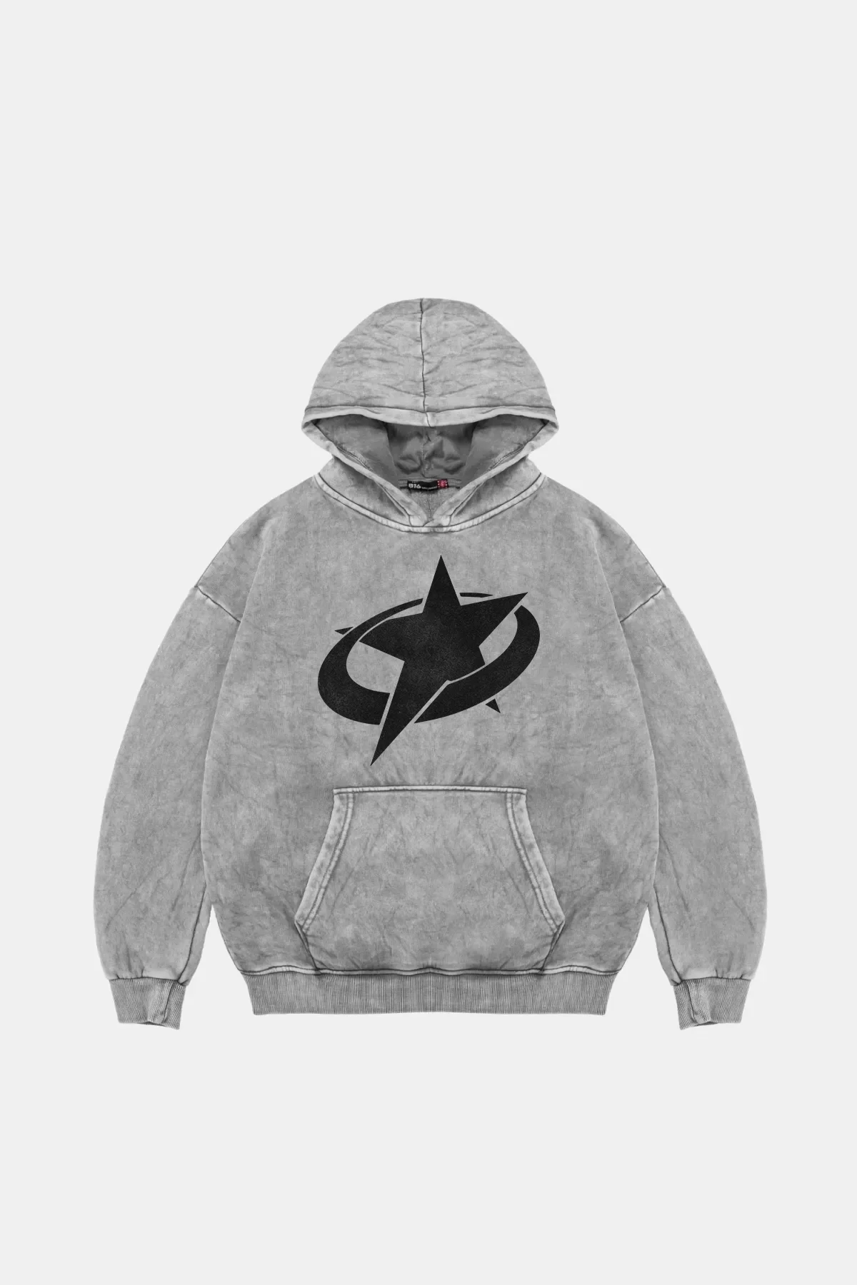 Supernova Siyah Baskılı Oversize Unisex Premium Yıkamalı Beyaz Hoodie