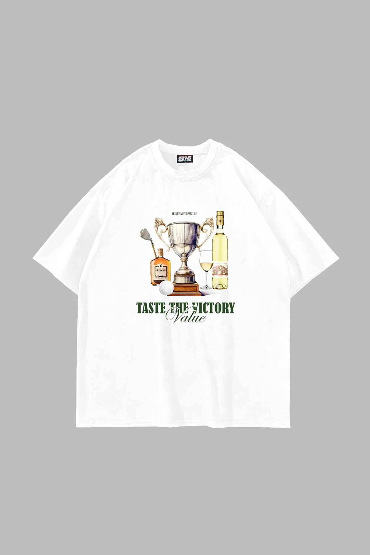 Taste The Victory Baskılı Oversize Unisex Beyaz Tshirt