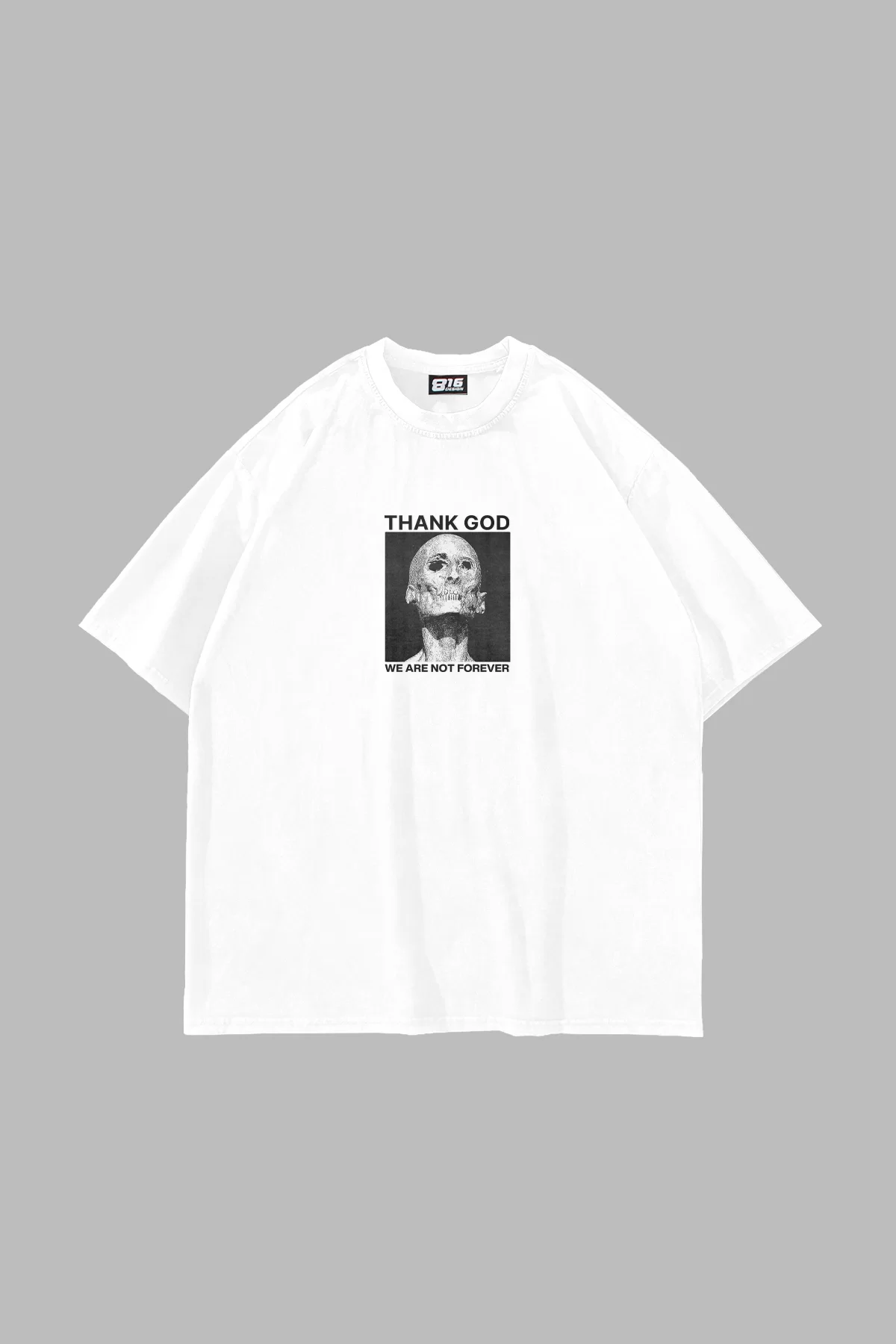 Thank God Baskılı Oversize Unisex Beyaz Tshirt