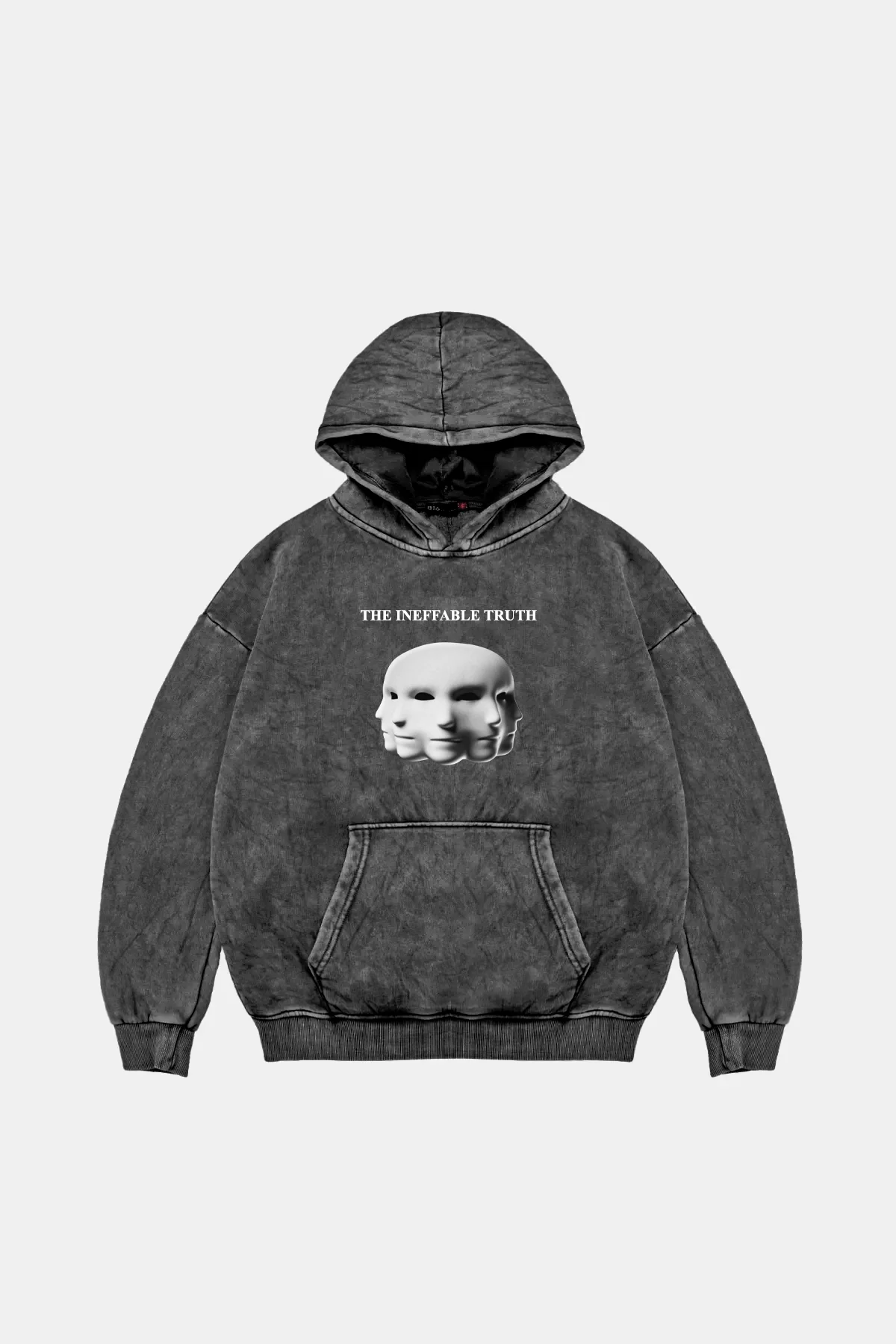 The Ineffable Truth Baskılı Oversize Unisex Premium Yıkamalı Siyah Hoodie