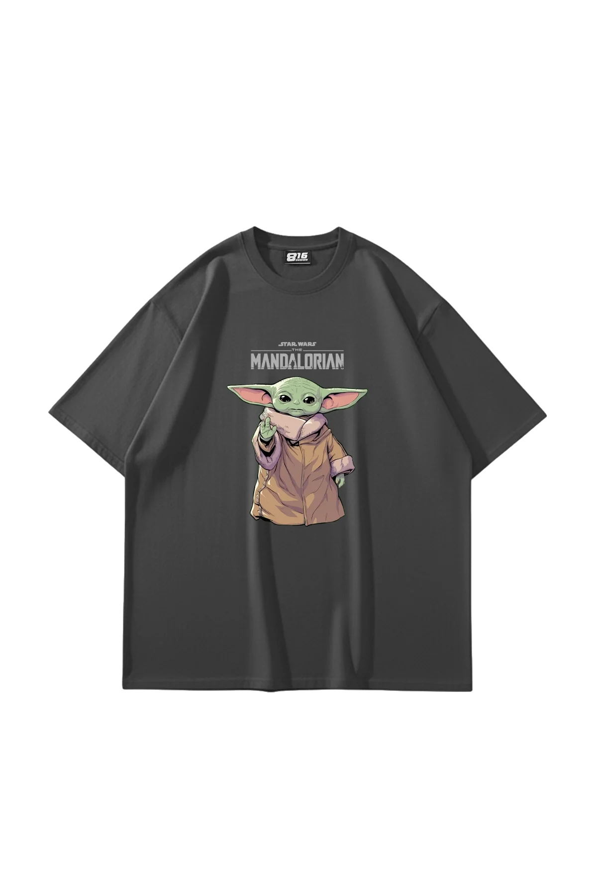 The Mandalorian Yoda Baskılı 24/1 Oversize Unisex Füme Tshirt