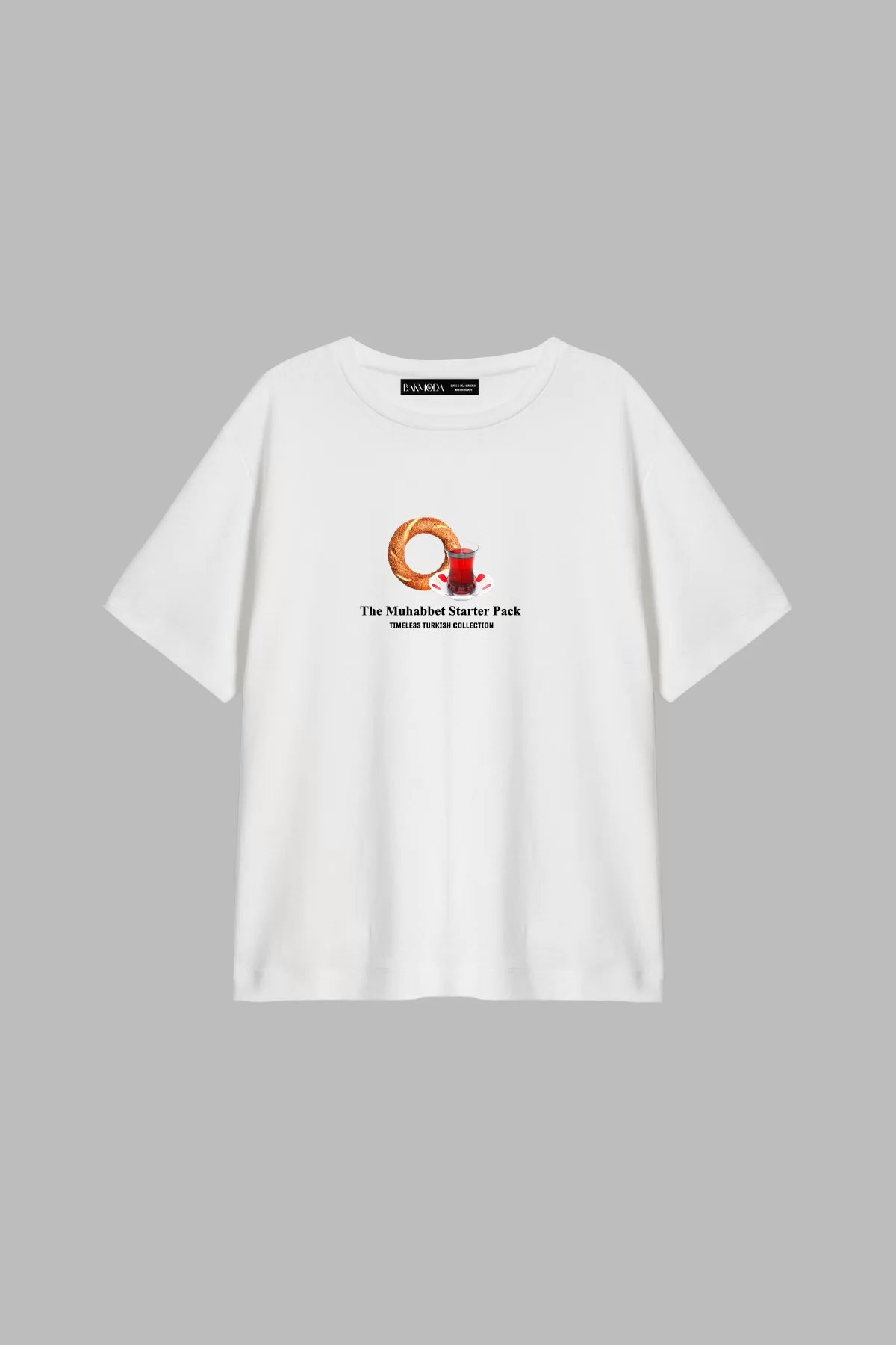 The Muhabbet Baskılı Relaxed Fit Beyaz Kadın Tshirt
