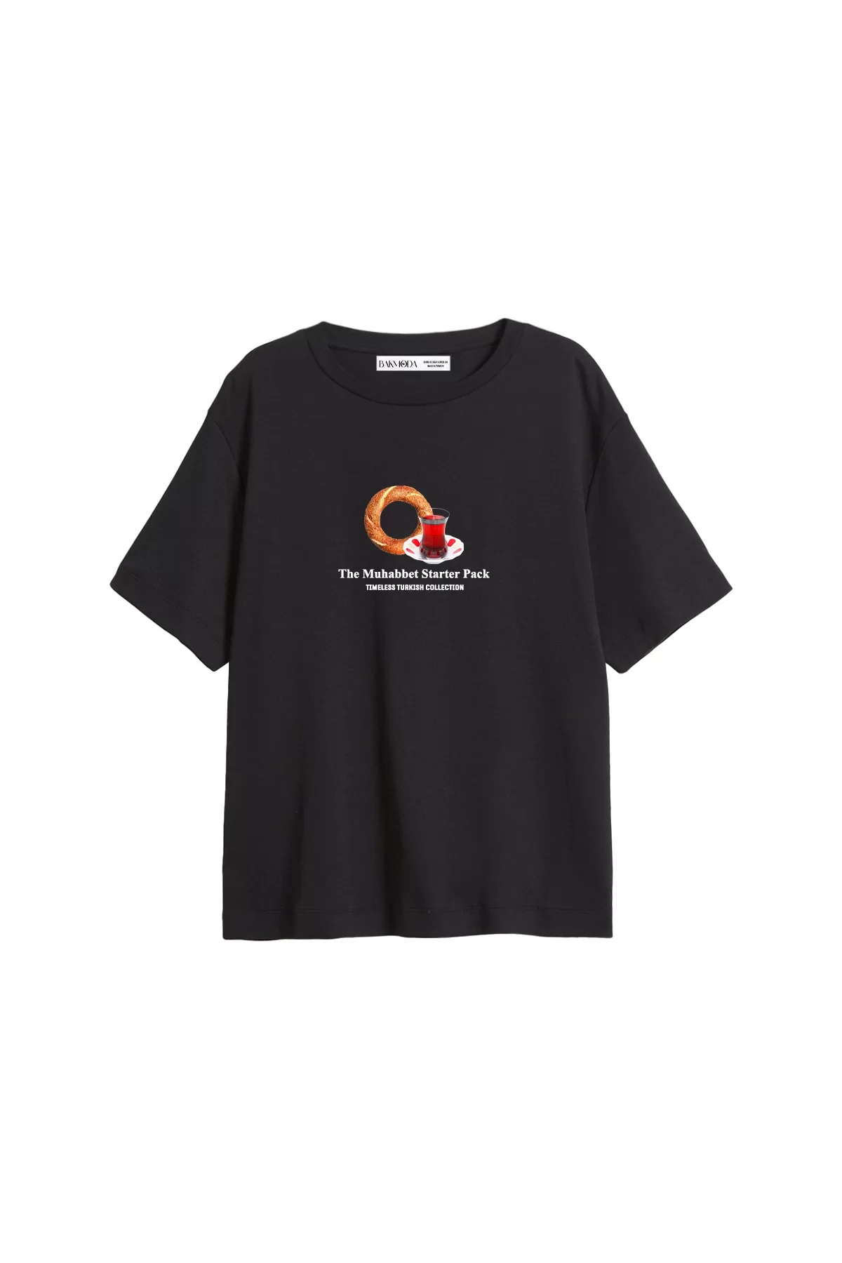The Muhabbet Baskılı Relaxed Fit Siyah Kadın Tshirt