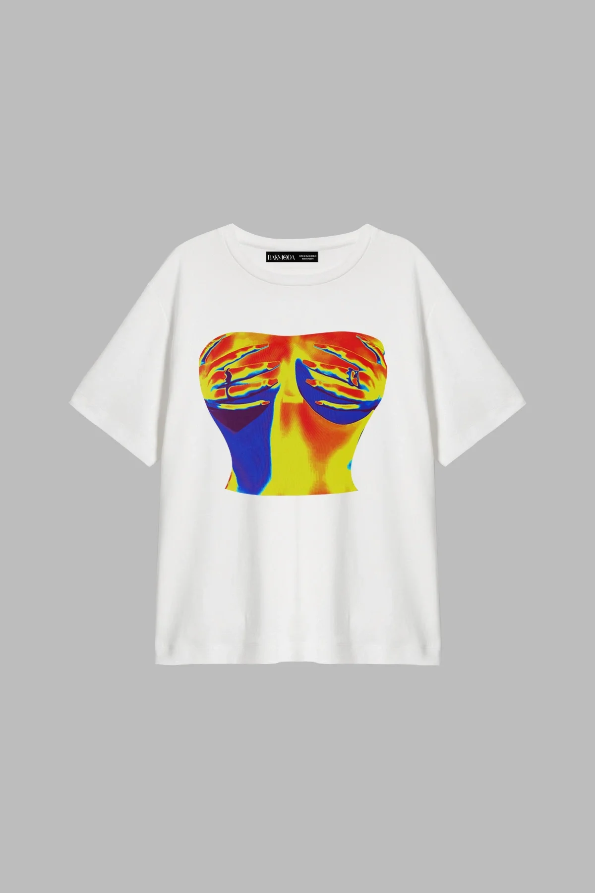 Thermal Boobs Baskılı Relaxed Fit Beyaz Kadın Tshirt