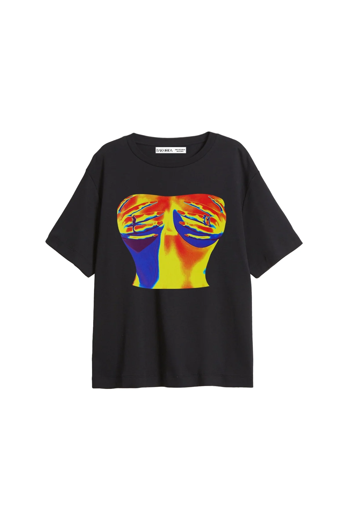 Thermal Boobs Baskılı Relaxed Fit Siyah Kadın Tshirt