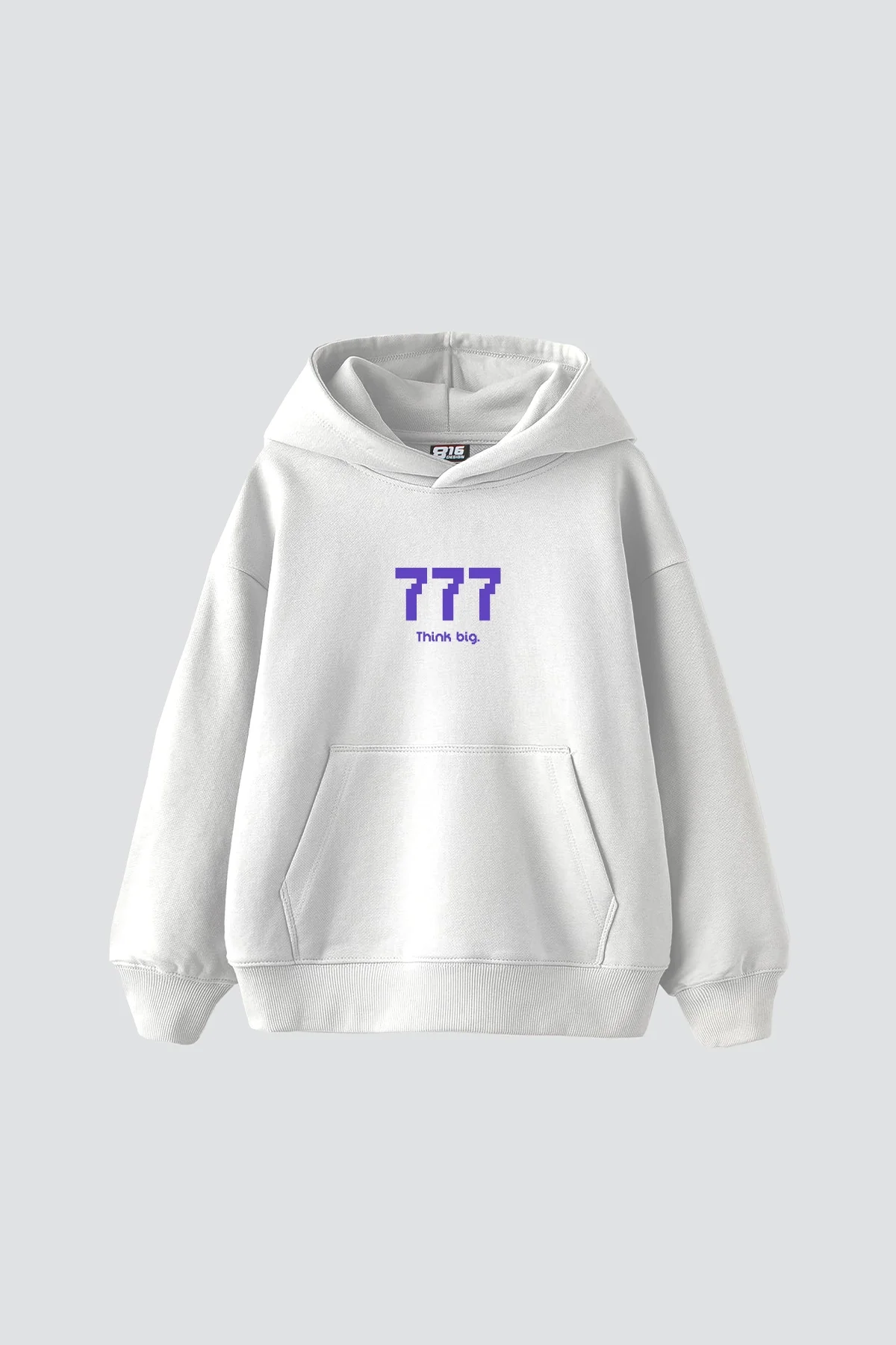 Think Big Baskılı Oversize Unisex Beyaz Hoodie