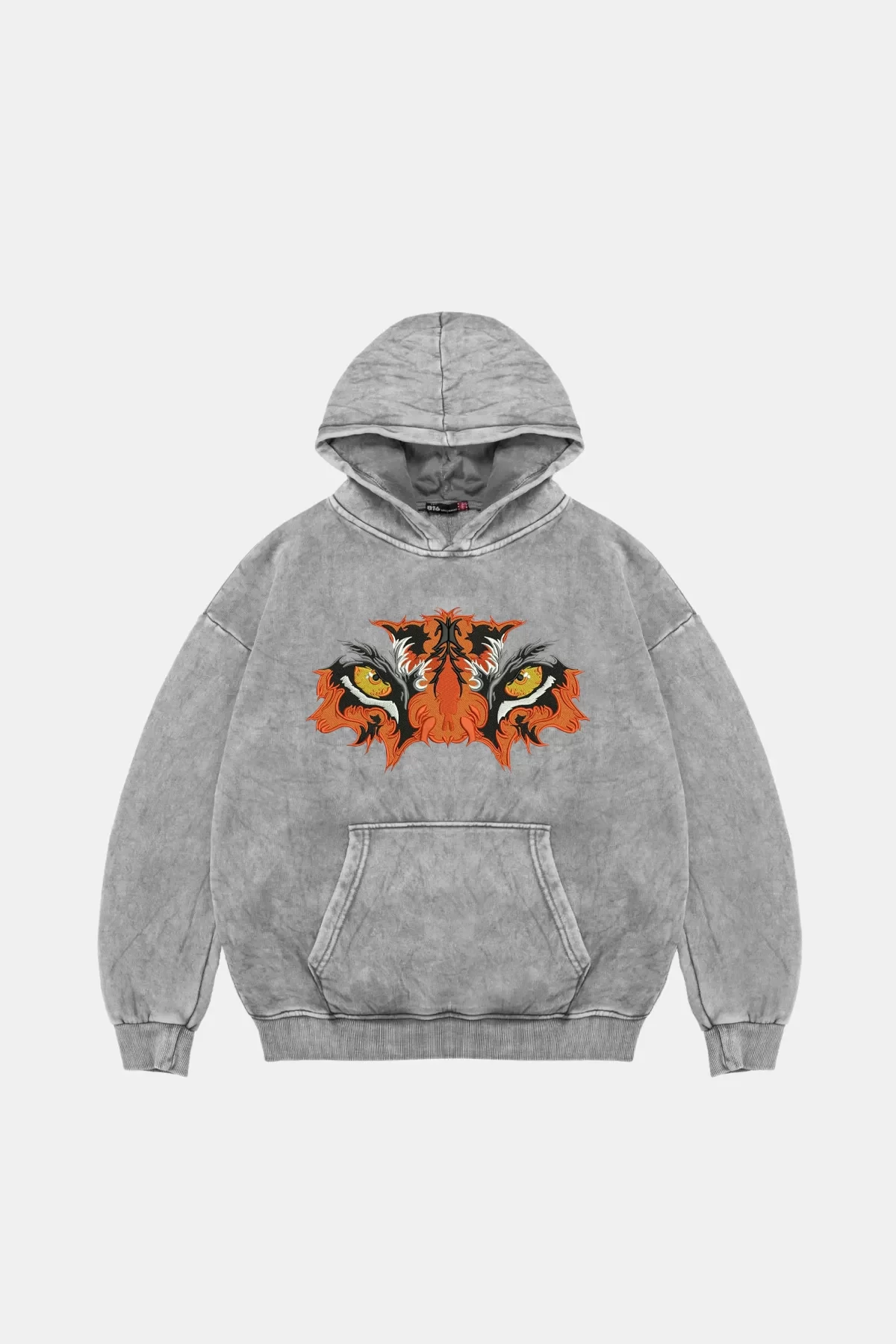 Tiger Eyes Baskılı Oversize Unisex Premium Yıkamalı Beyaz Hoodie