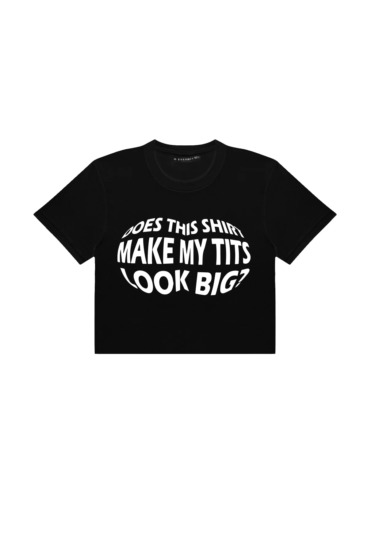 Tits Look Big Baskılı Siyah Crop Top