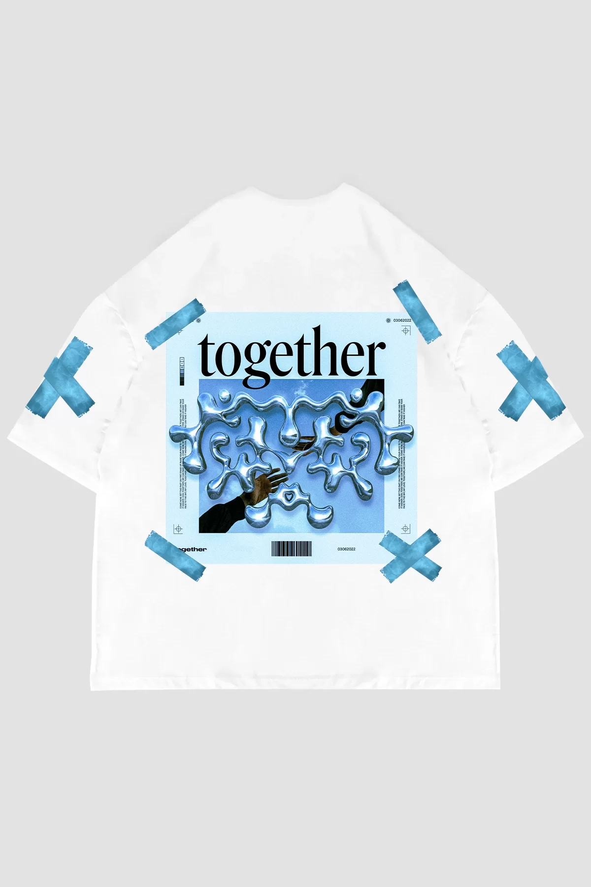 Together Sırt Baskılı Oversize Unisex Beyaz Tshirt