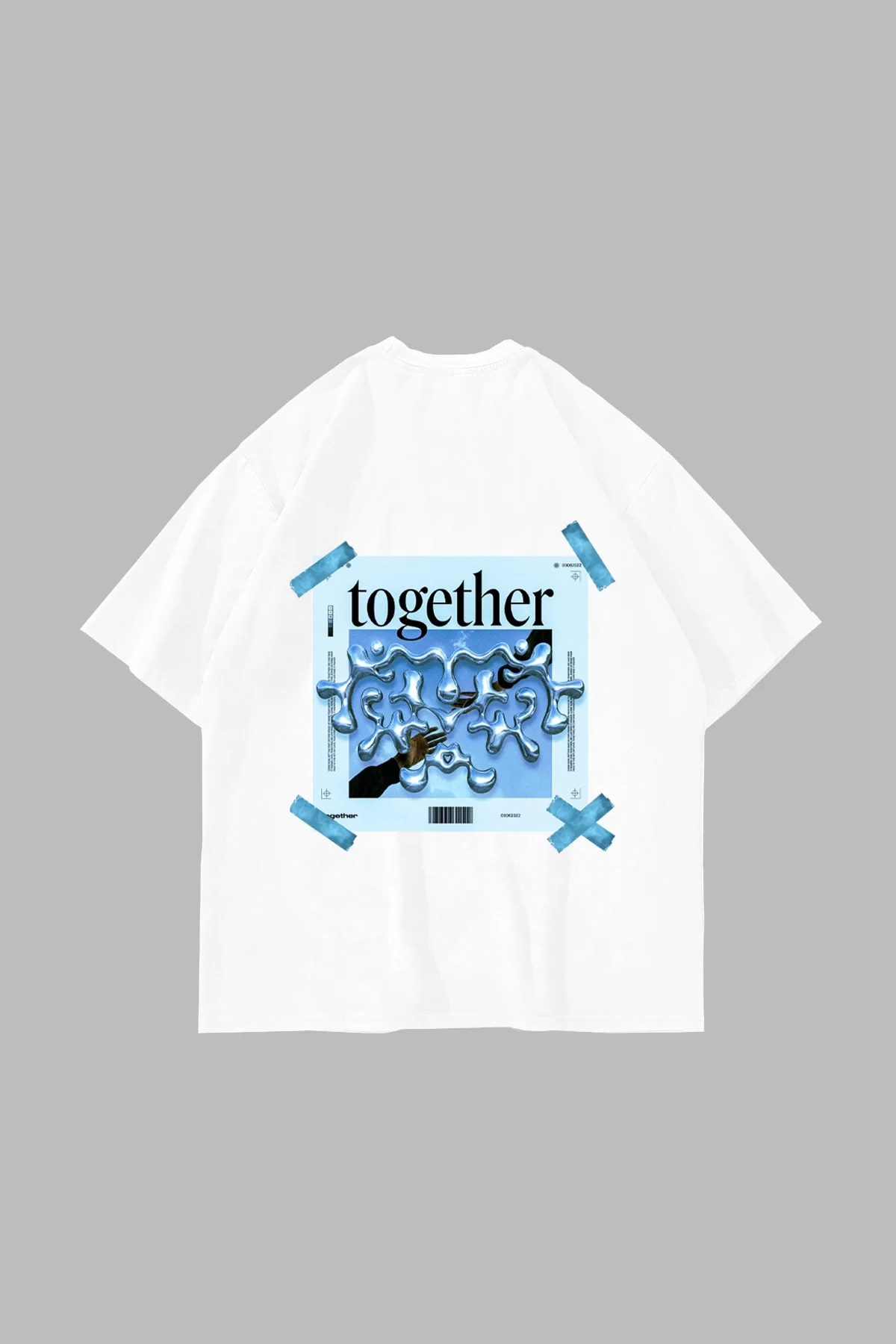 Together Sırt Baskılı Oversize Unisex Beyaz Tshirt