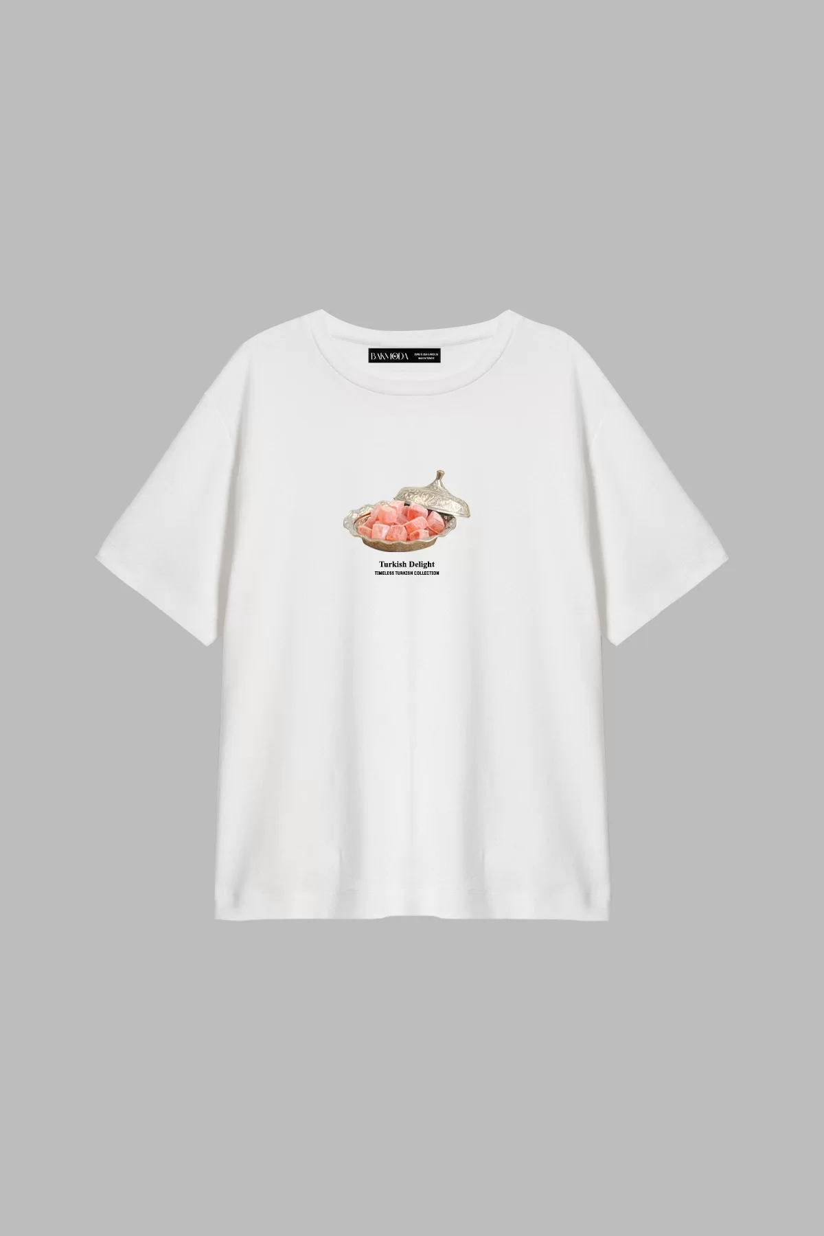 Turkish Delight Baskılı Relaxed Fit Beyaz Kadın Tshirt