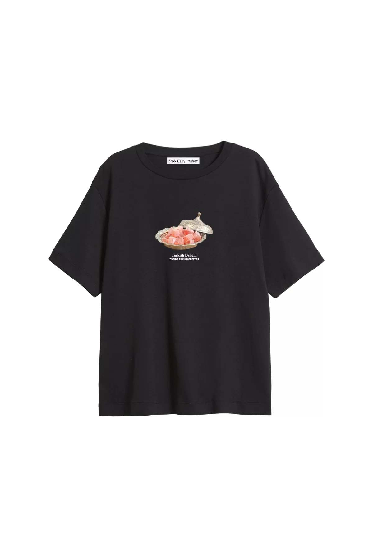Turkish Delight Baskılı Relaxed Fit Siyah Kadın Tshirt