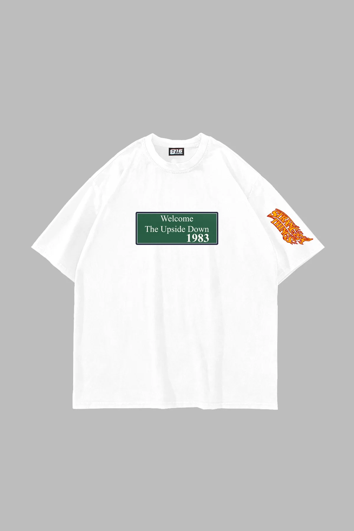 Upside Down Baskılı Oversize Unisex Beyaz Tshirt