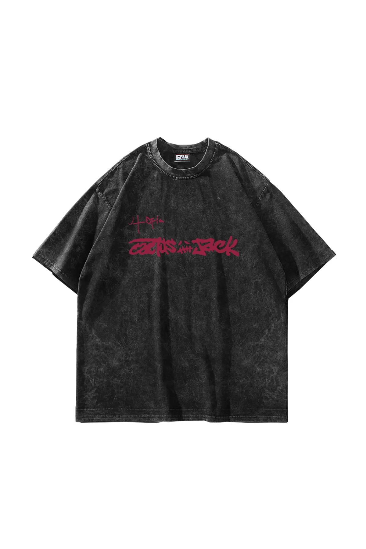 Utopia Cactus Jack Baskılı Oversize Unisex Yıkamalı Siyah Tshirt