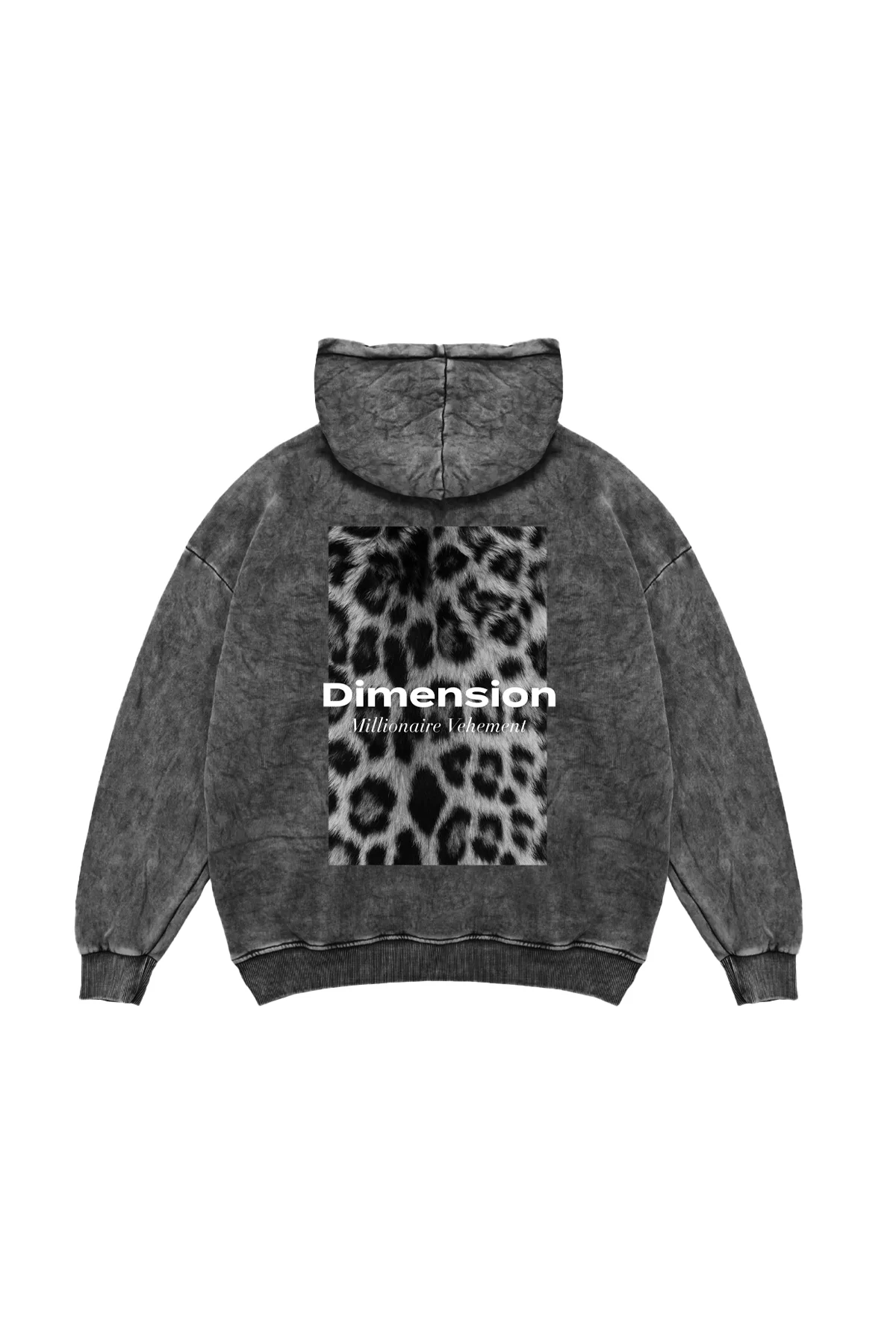 V2 Dimension Baskılı Oversize Unisex Premium Yıkamalı Siyah Hoodie