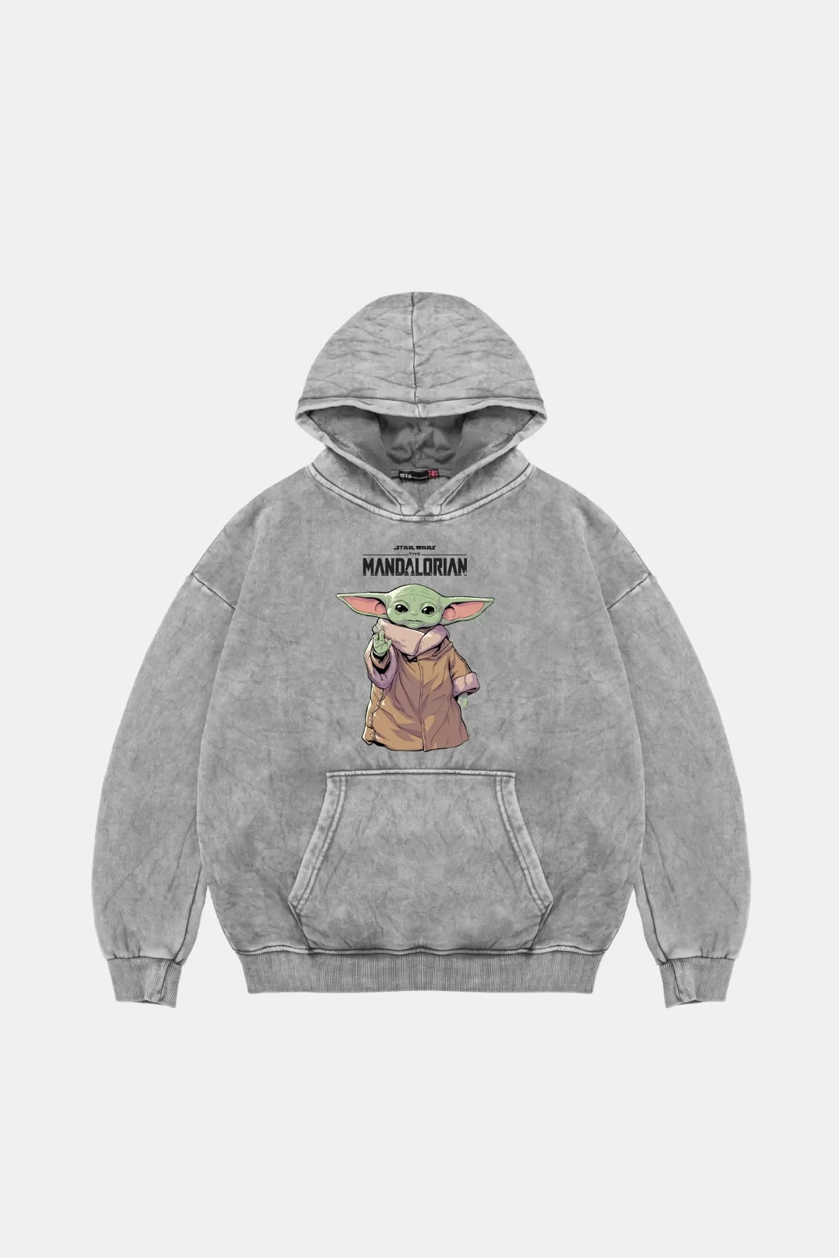 V2 The Mandalorian Yoda Baskılı Oversize Unisex Premium Yıkamaı Beyaz Hoodie