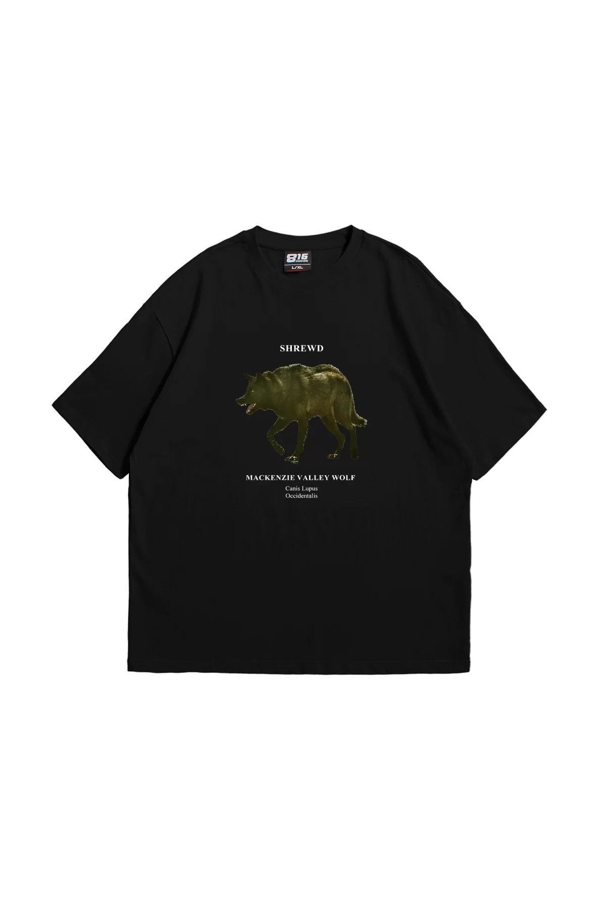 Valley Wolf Baskılı Oversize Unisex Premium Siyah Tshirt