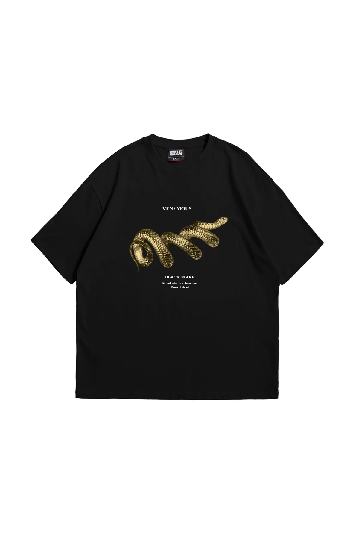 Venomous Baskılı Oversize Unisex Premium Siyah Tshirt