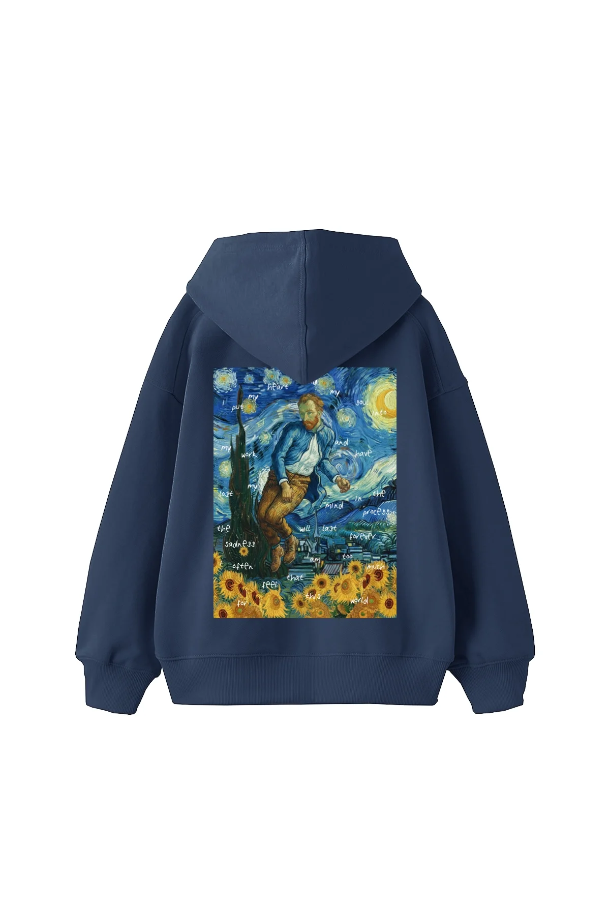 Vincents World Baskılı Oversize Unisex İndigo Hoodie