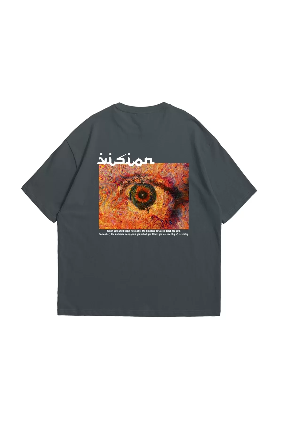 Vision Baskılı Oversize 24/1 Premium Füme Tshirt