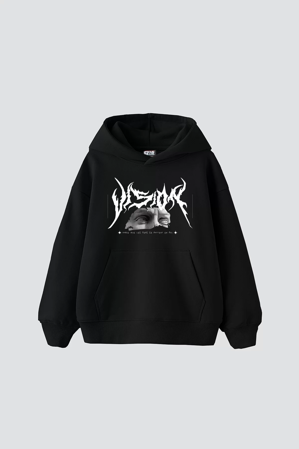 Vision Of Poseidon Baskılı Oversize Unisex Premium Siyah Hoodie