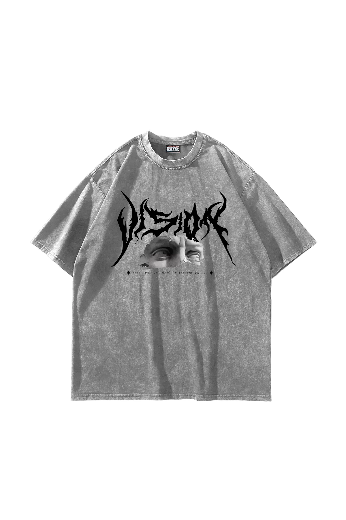Vision Of Poseidon Baskılı Oversize Unisex Yıkamalı Beyaz Tshirt