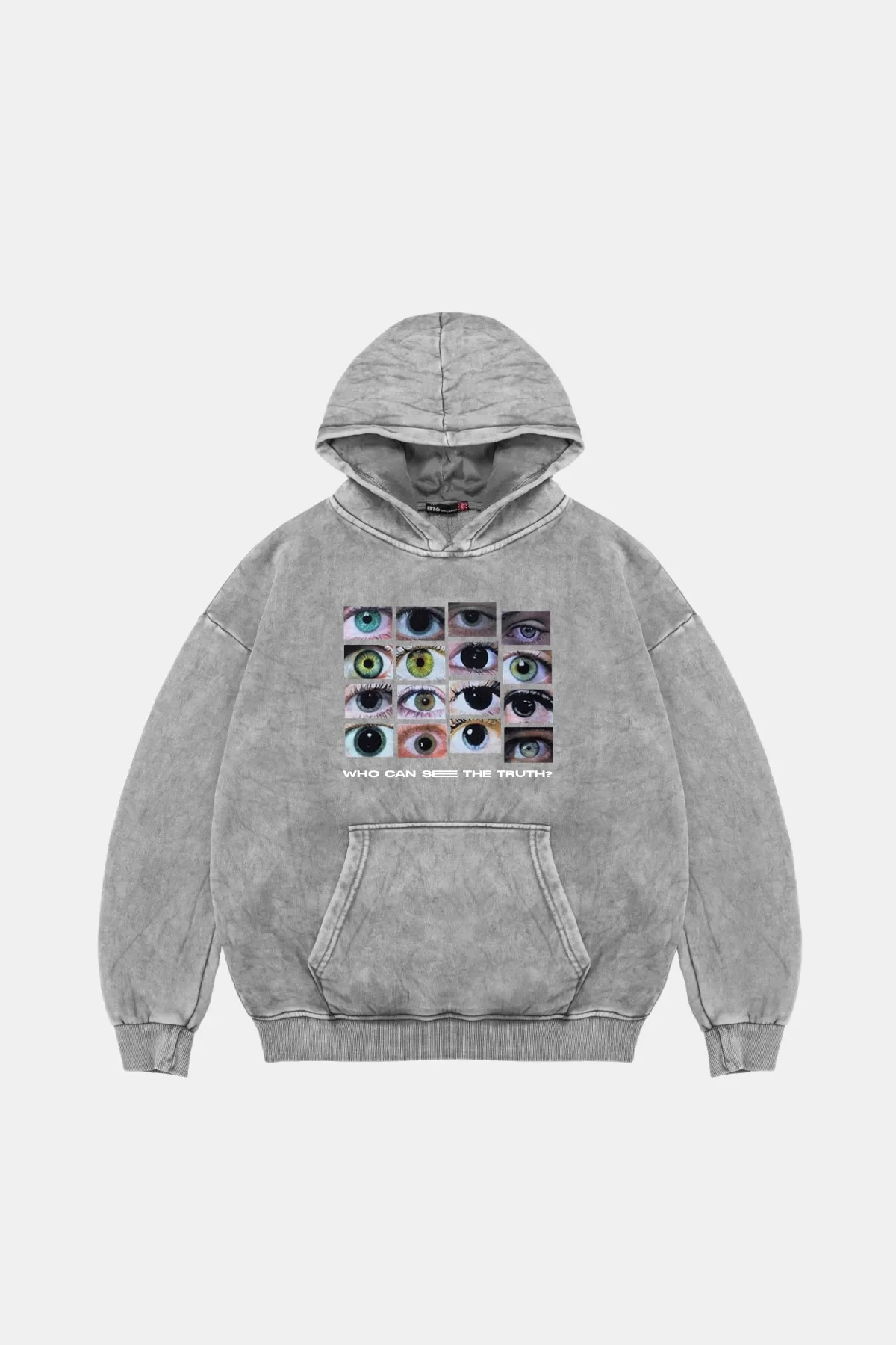 Who Can See Baskılı Oversize Unisex Premium Yıkamalı Beyaz Hoodie