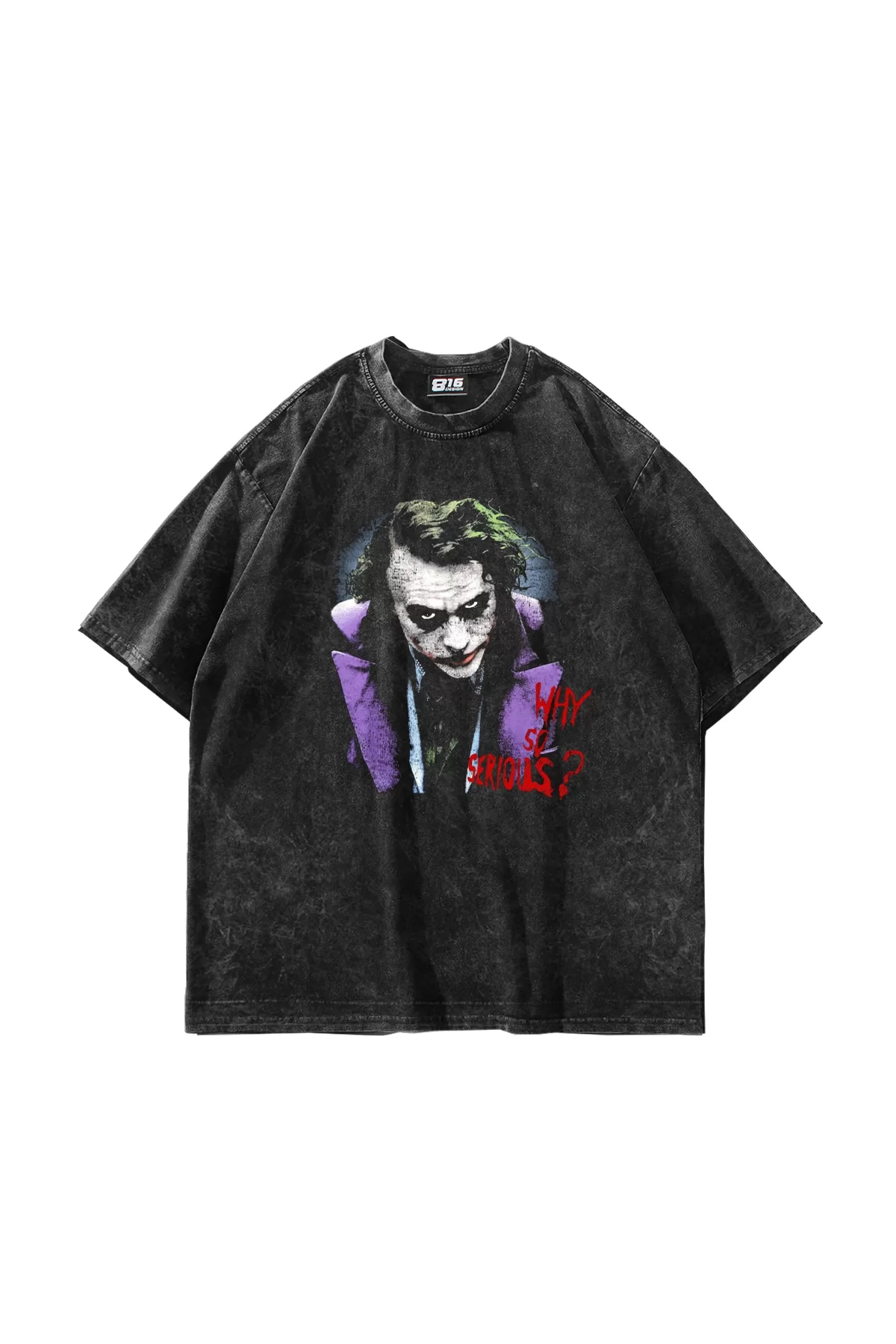 Why So Serious Baskılı Oversize Unisex Yıkamalı Siyah Tshirt