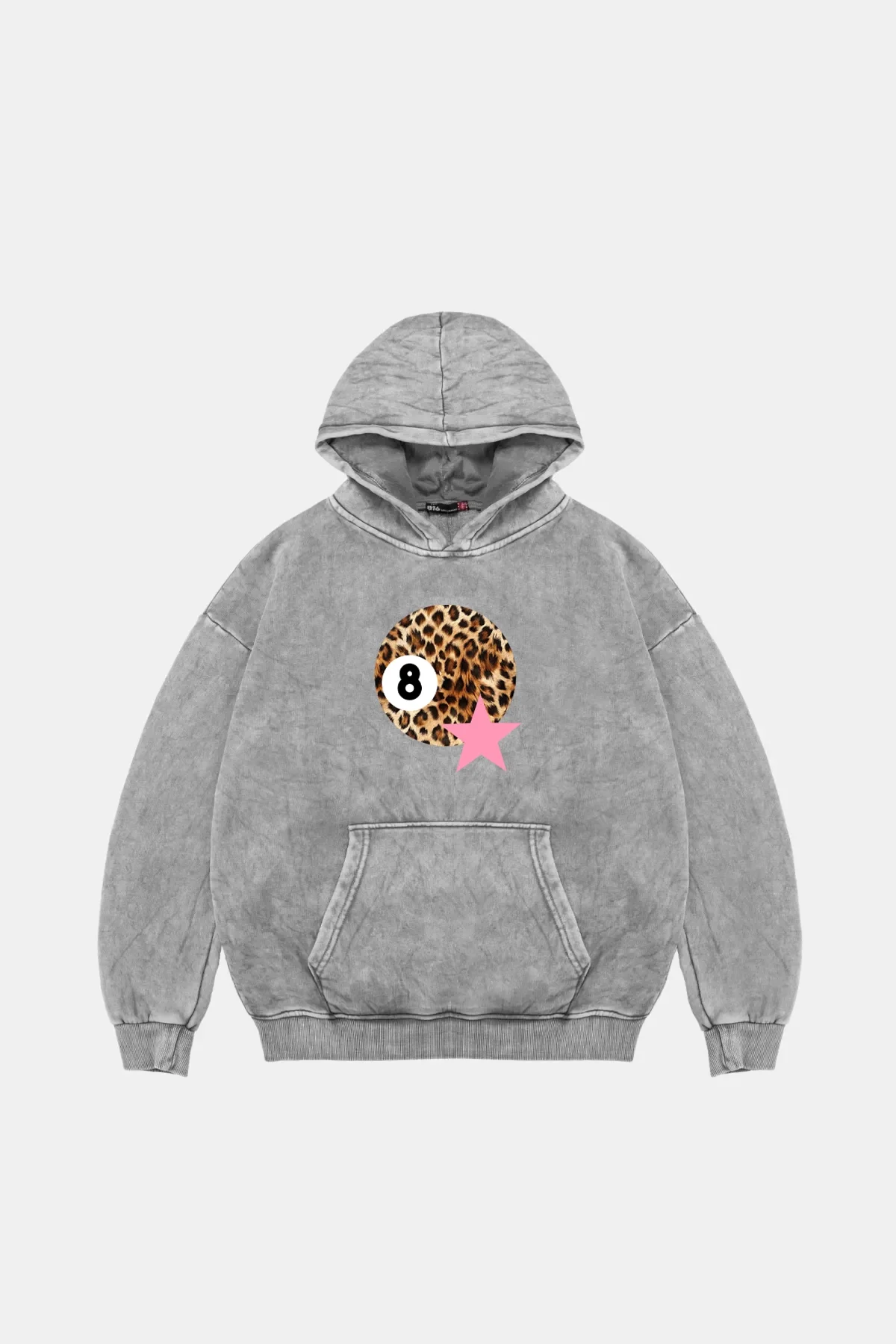 Leopard Billiard Ball Oversize Unisex Yıkamalı Beyaz Hoodie