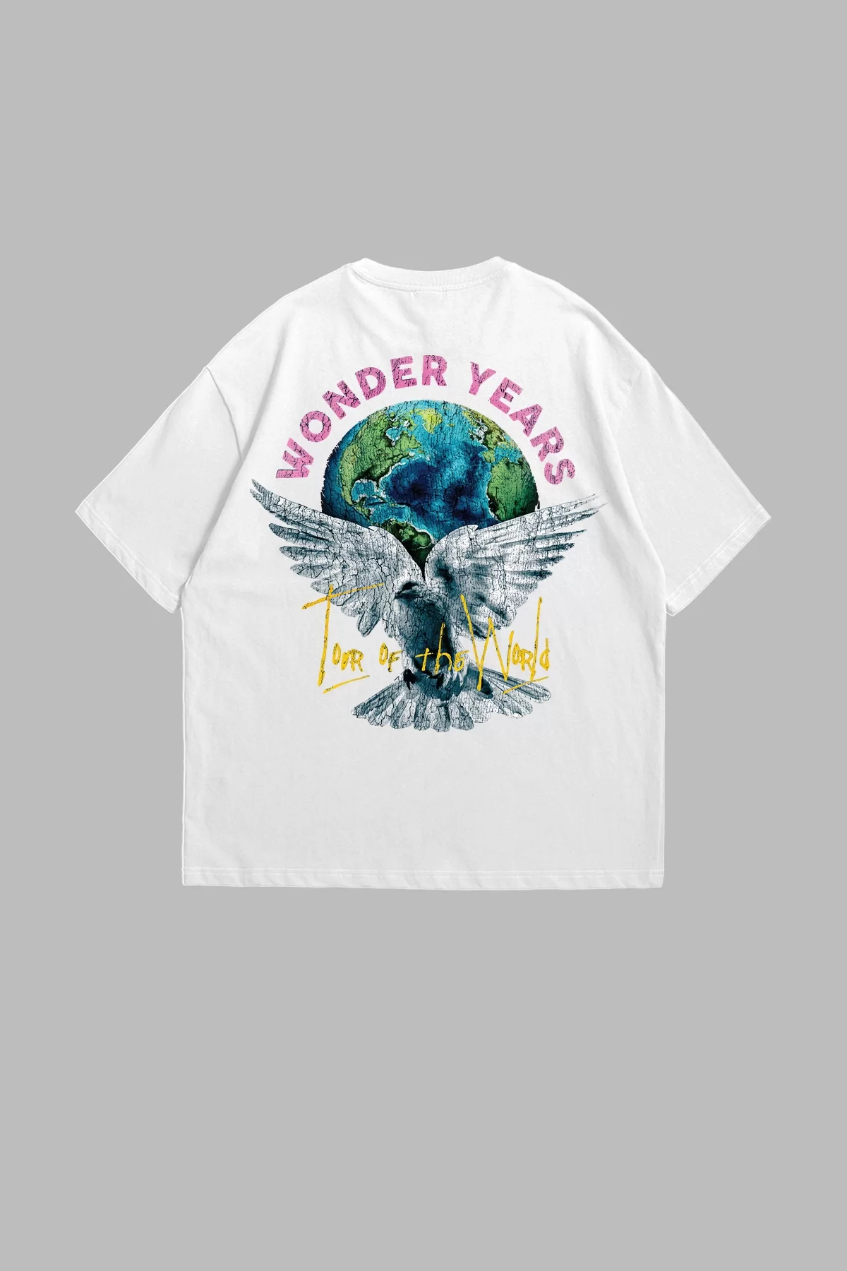 Wonder Years Baskılı Oversize Unisex Beyaz Tshirt