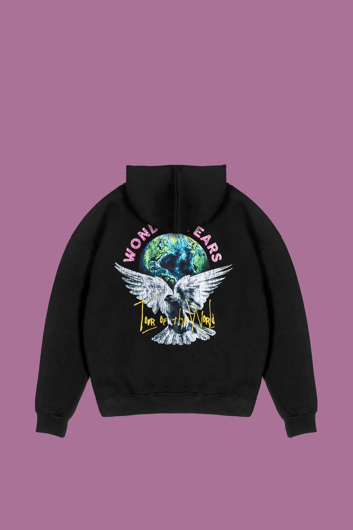 Wonder Years Baskılı Oversize Unisex Siyah Hoodie