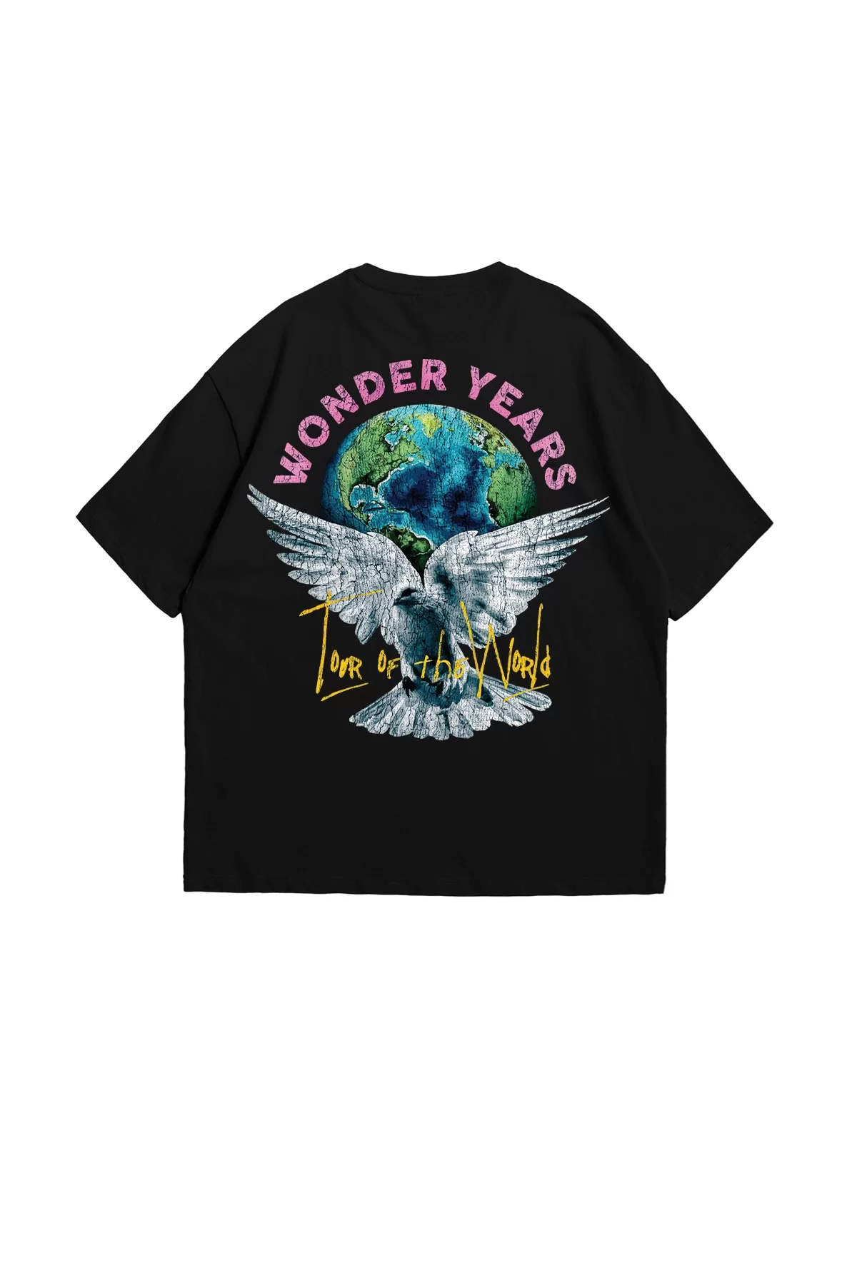 Wonder Years Baskılı Oversize Unisex Siyah Tshirt