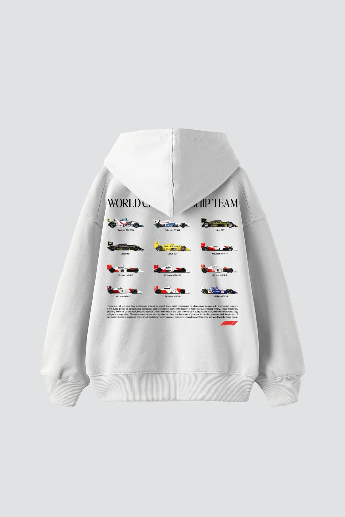 World Championship Team Baskılı Oversize Unisex Beyaz Hoodie