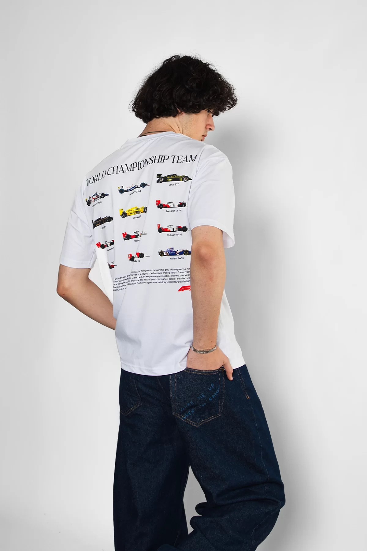 World Championship Team Baskılı Oversize Unisex Beyaz Tshirt
