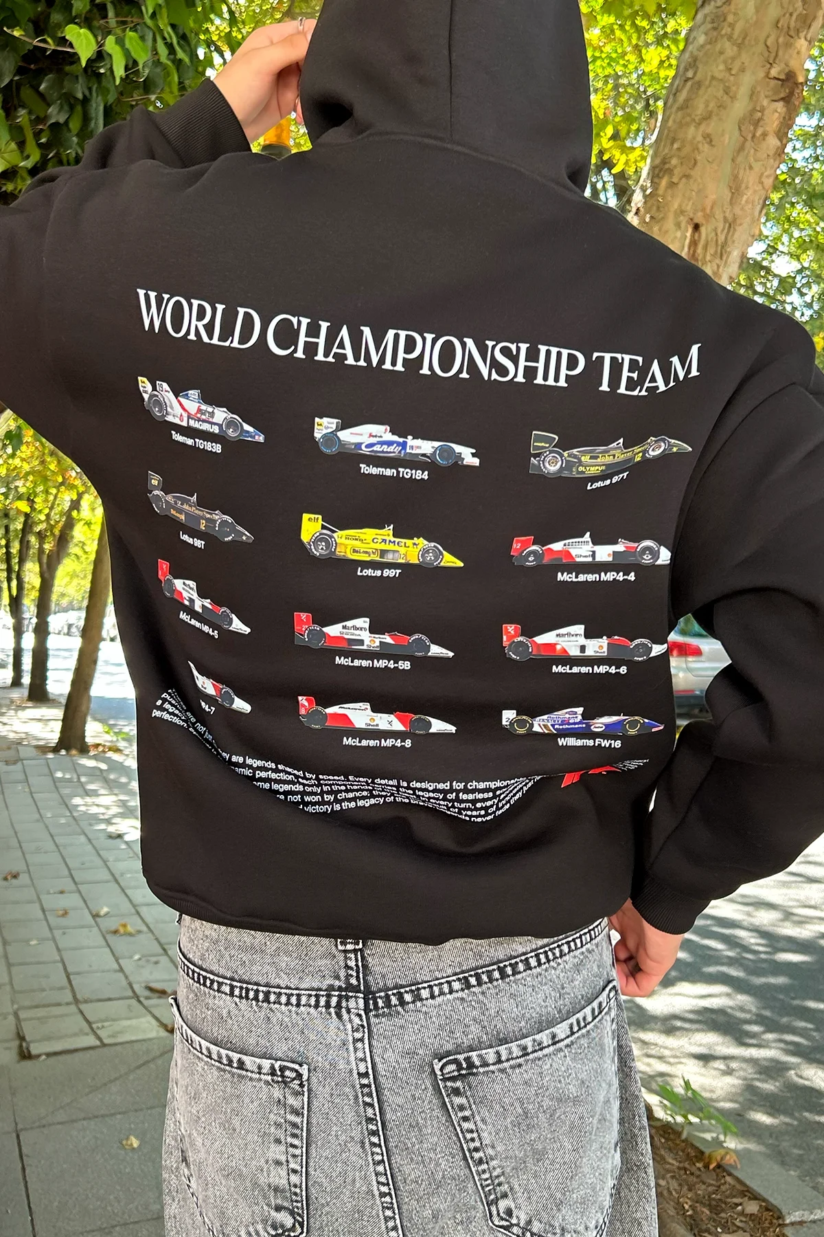 World Championship Team Baskılı Oversize Unisex Siyah Hoodie