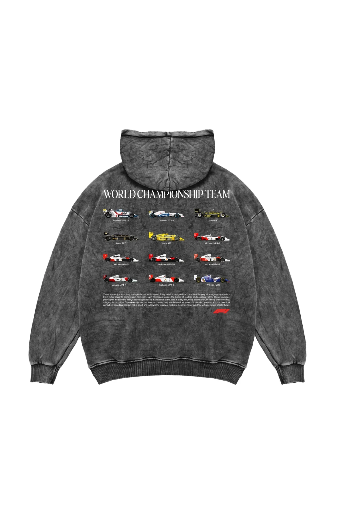 World Championship Team Oversize Unisex Yıkamalı Siyah Hoodie