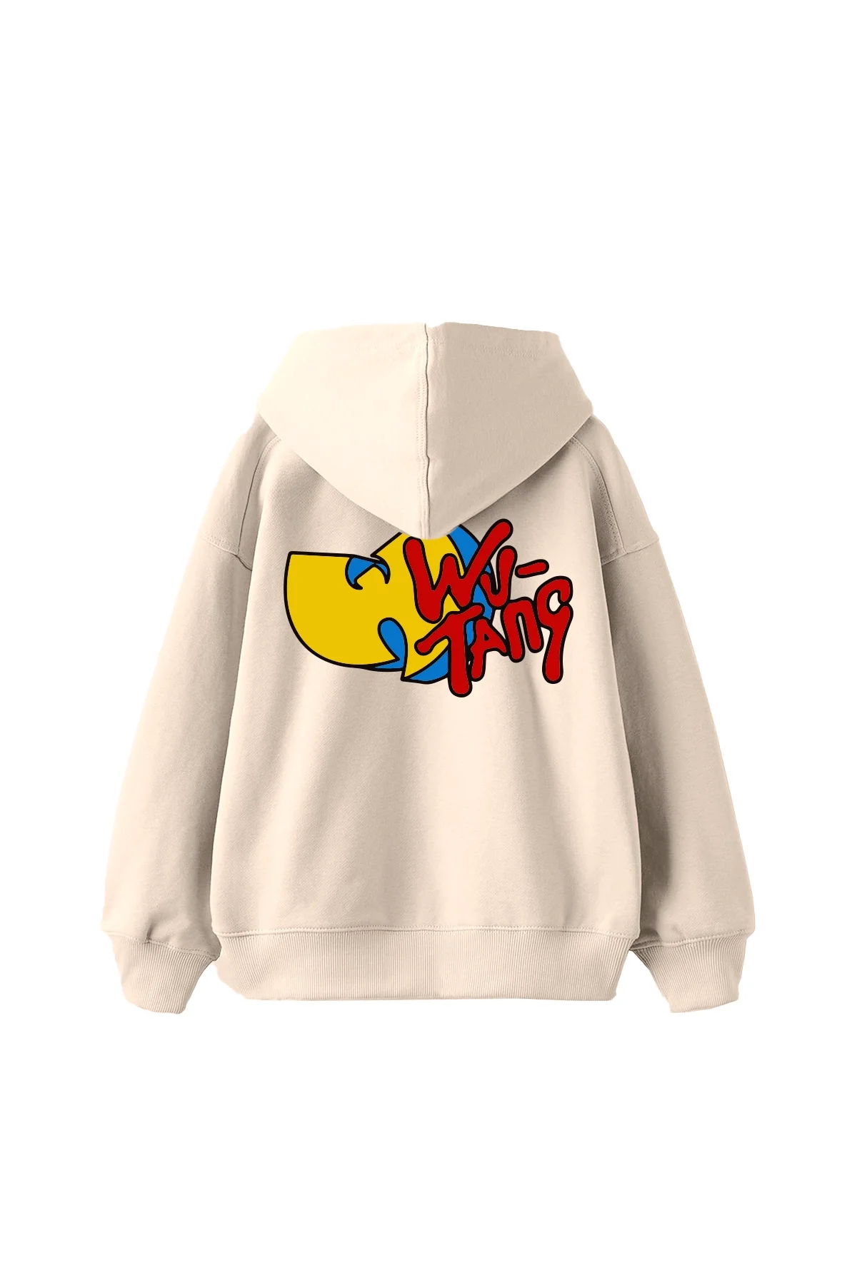 Wu Tang Baskılı Oversize Unisex Bej Hoodie