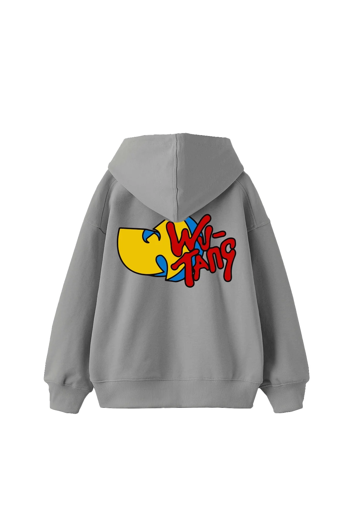 Wu Tang Baskılı Oversize Unisex Gri Hoodie