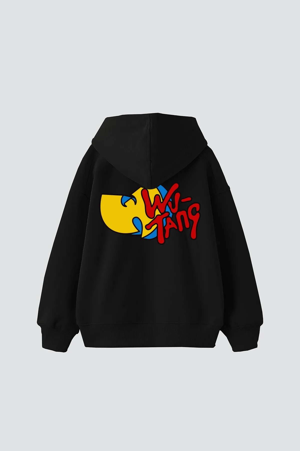 Wu Tang Baskılı Oversize Unisex Siyah Hoodie