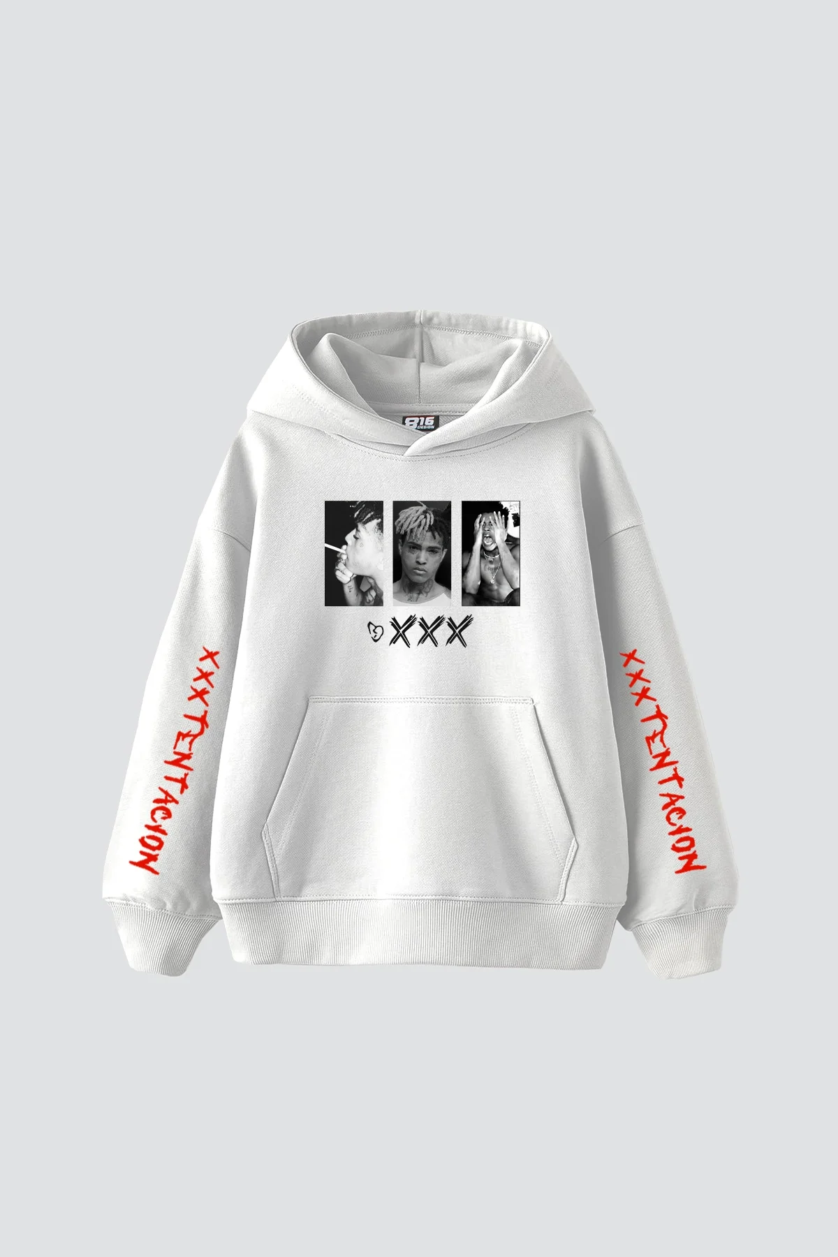 XXXTentacion Baskılı Oversize Unisex Beyaz Hoodie